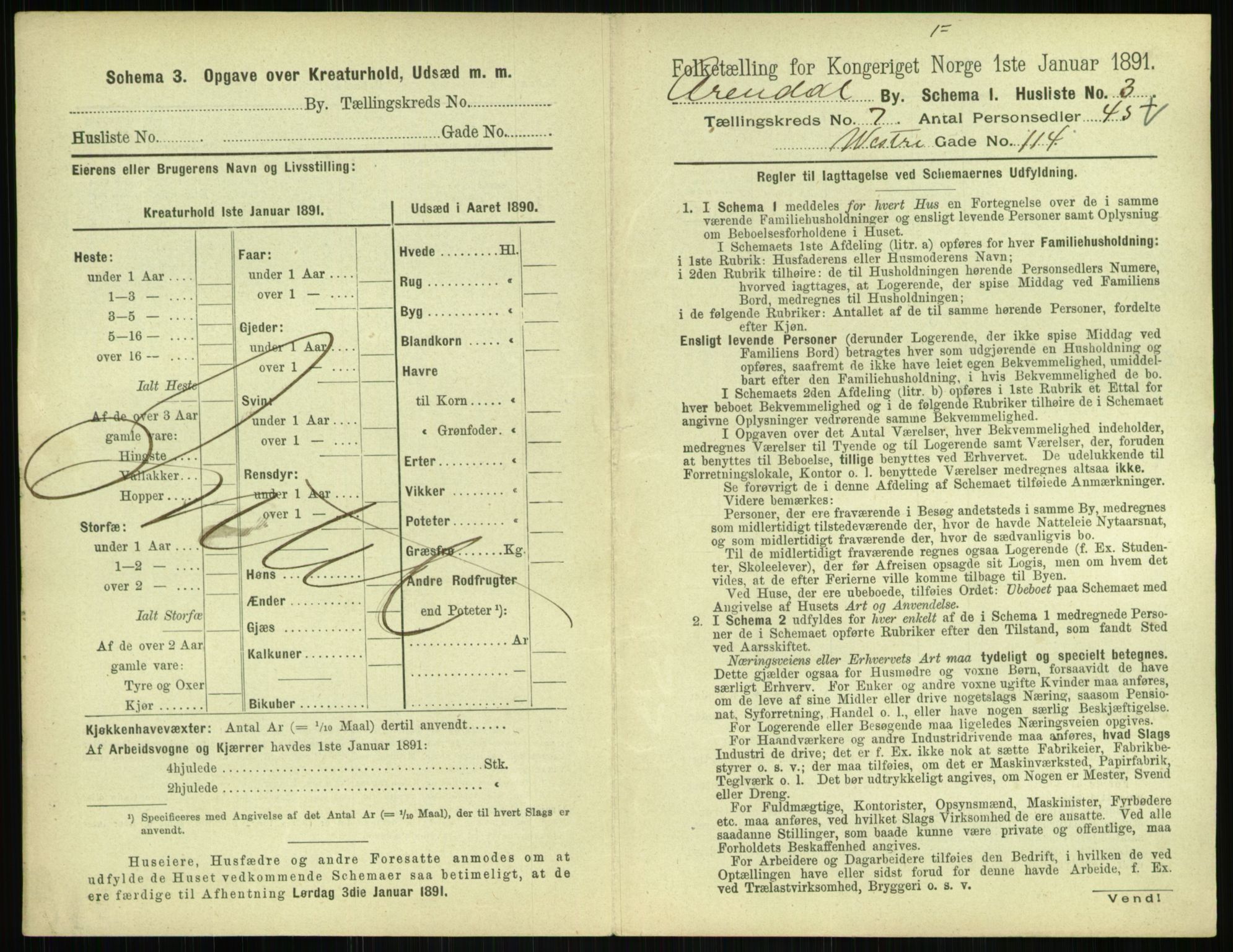 RA, 1891 census for 0903 Arendal, 1891, p. 362