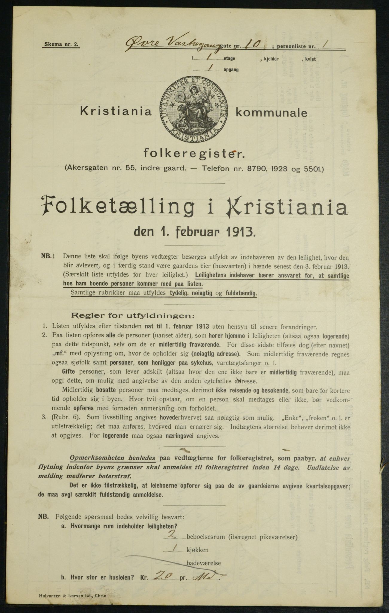 OBA, Municipal Census 1913 for Kristiania, 1913, p. 129994