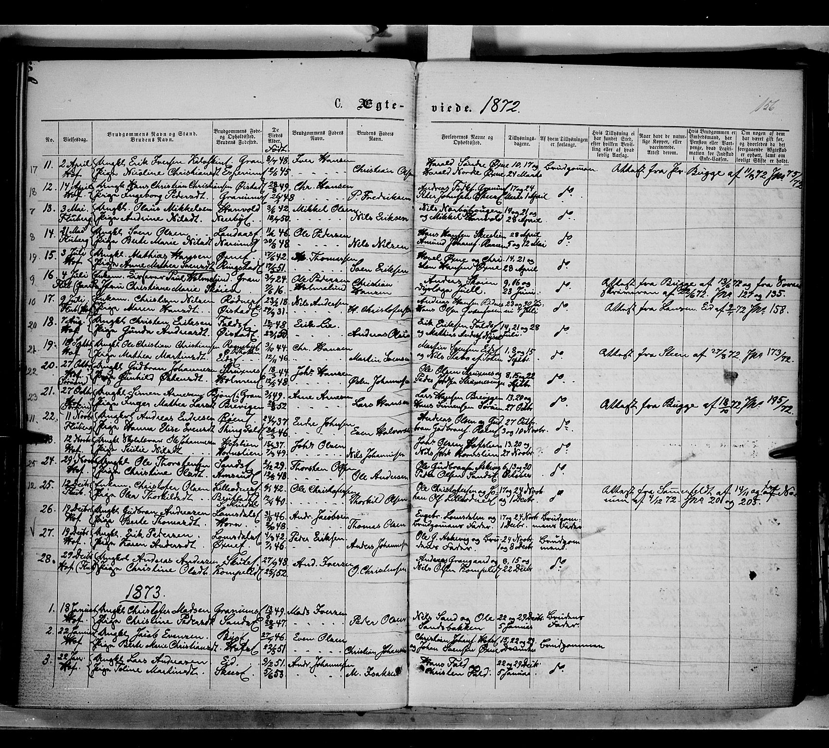 Søndre Land prestekontor, SAH/PREST-122/K/L0001: Parish register (official) no. 1, 1860-1877, p. 156