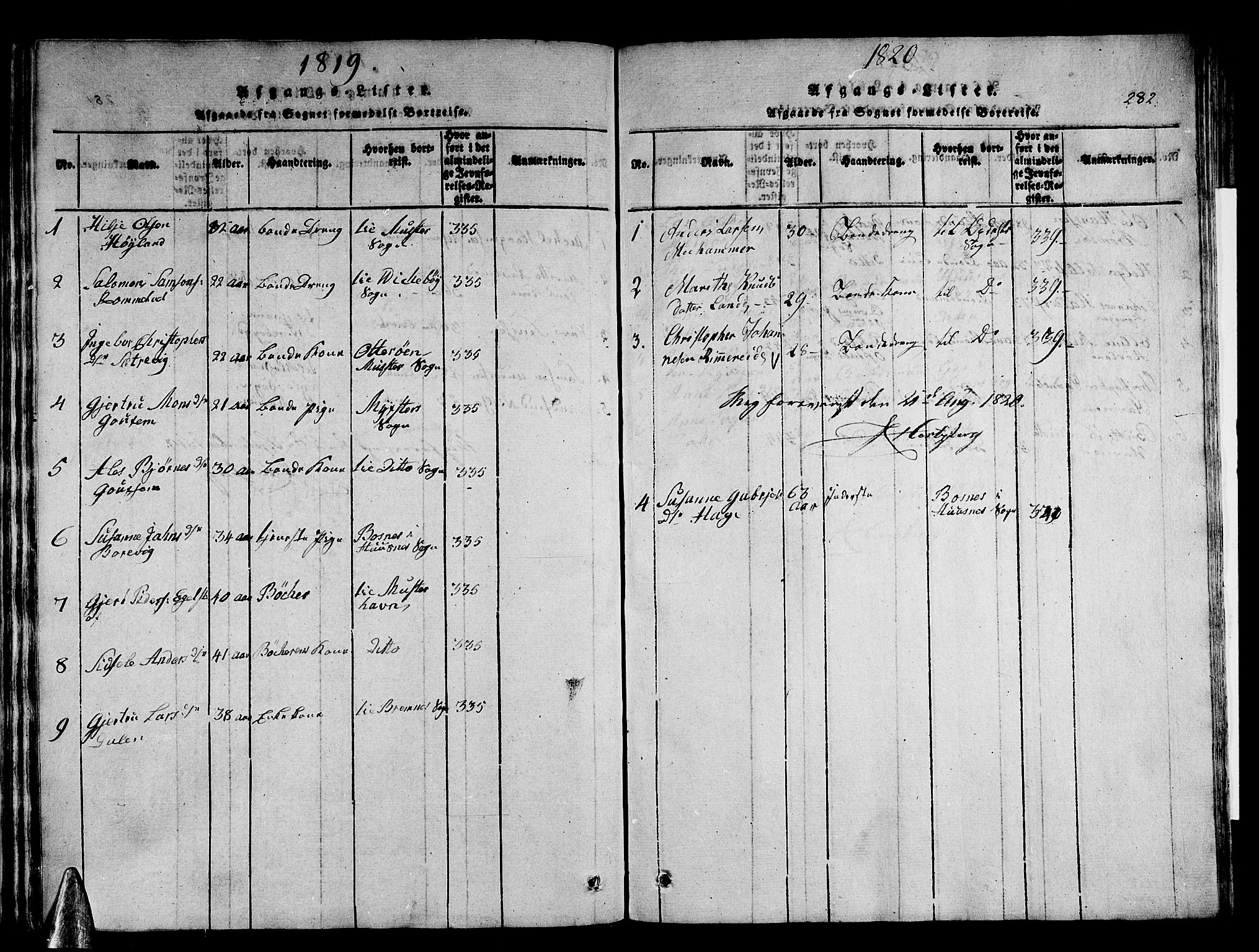 Stord sokneprestembete, SAB/A-78201/H/Haa: Parish register (official) no. A 5, 1816-1825, p. 282