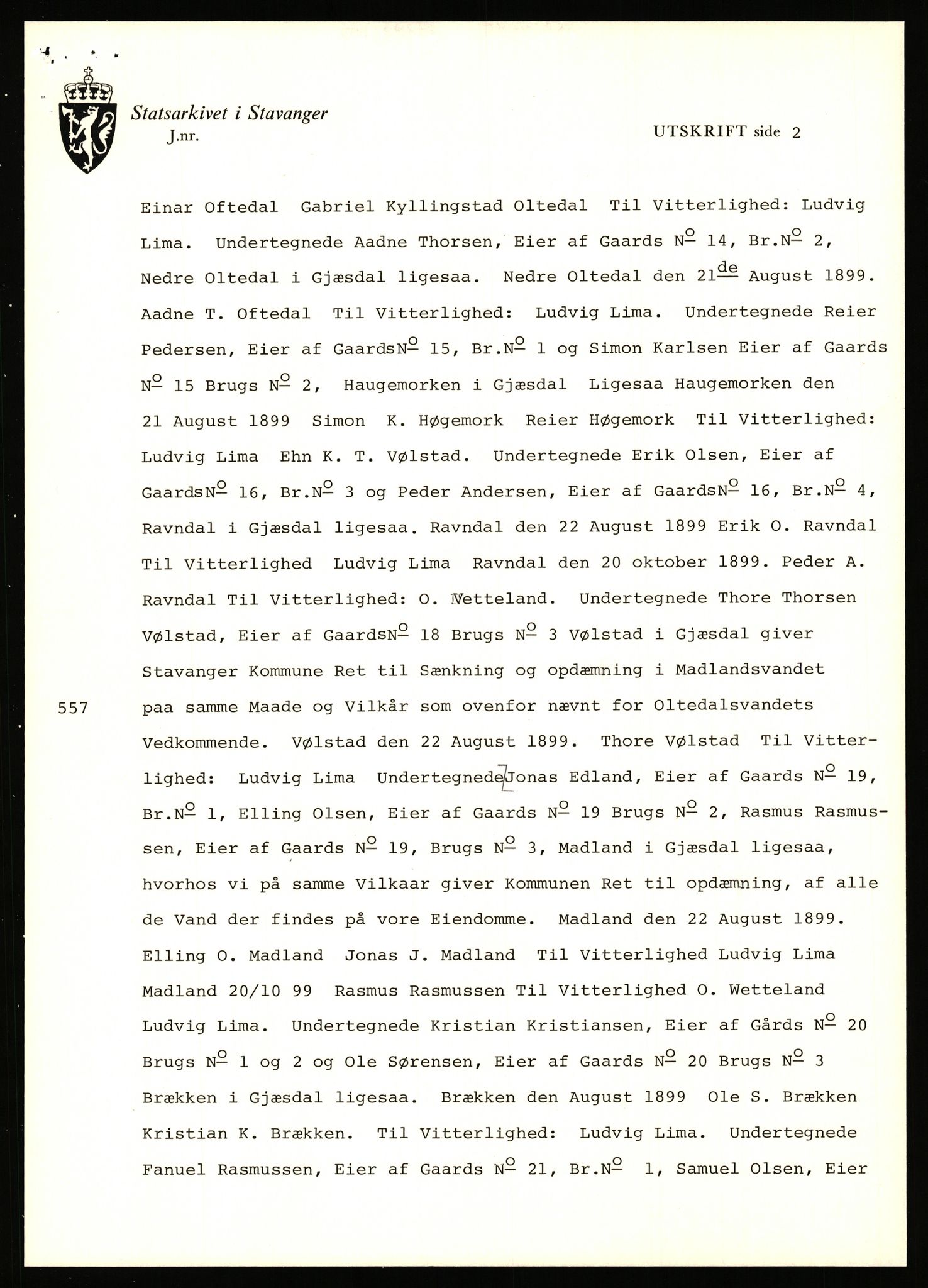 Statsarkivet i Stavanger, SAST/A-101971/03/Y/Yj/L0011: Avskrifter sortert etter gårdsnavn: Bratland i Vikedal - Brommeland, 1750-1930, p. 308