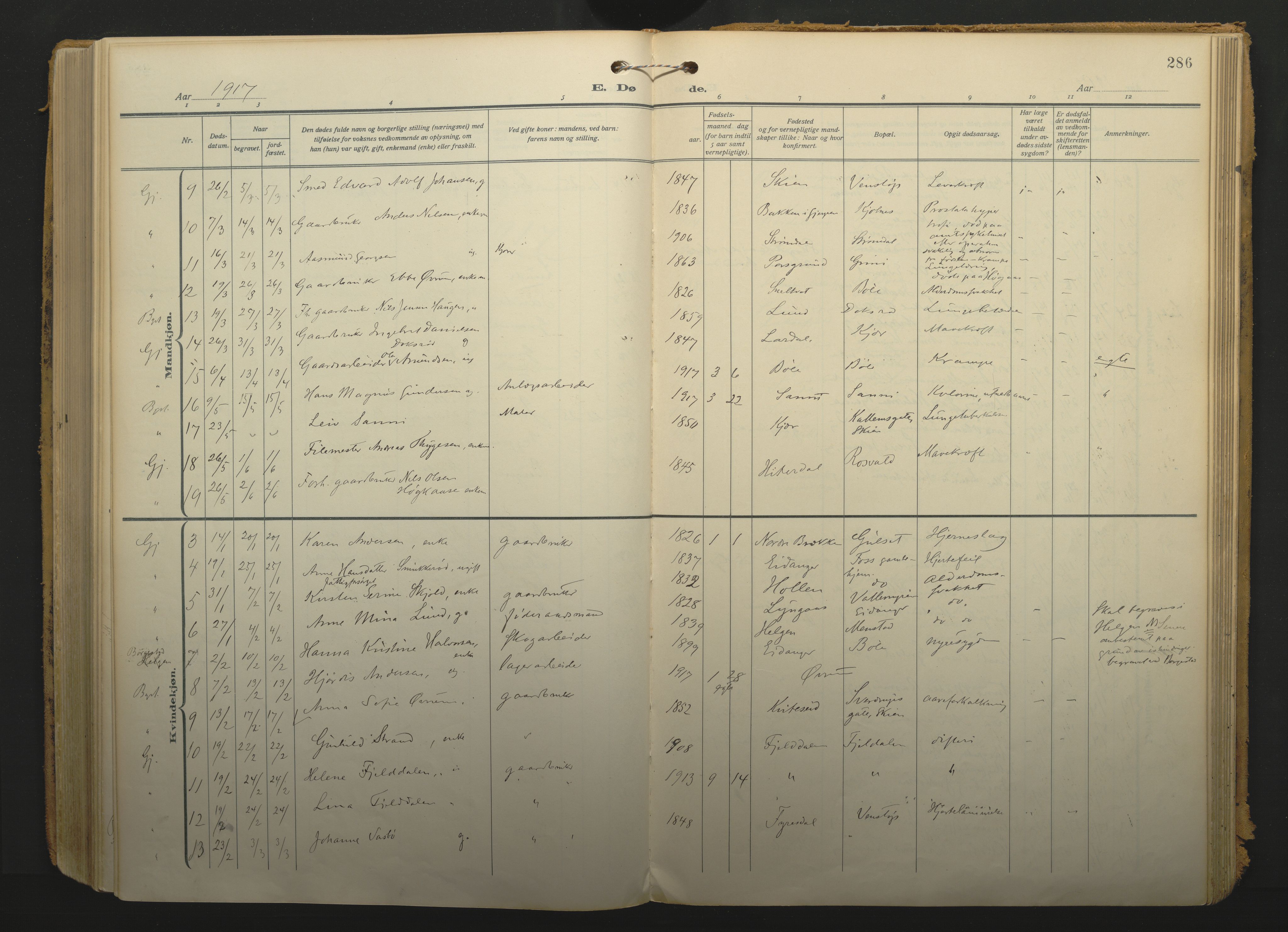 Gjerpen kirkebøker, SAKO/A-265/F/Fa/L0013: Parish register (official) no. I 13, 1914-1924, p. 286