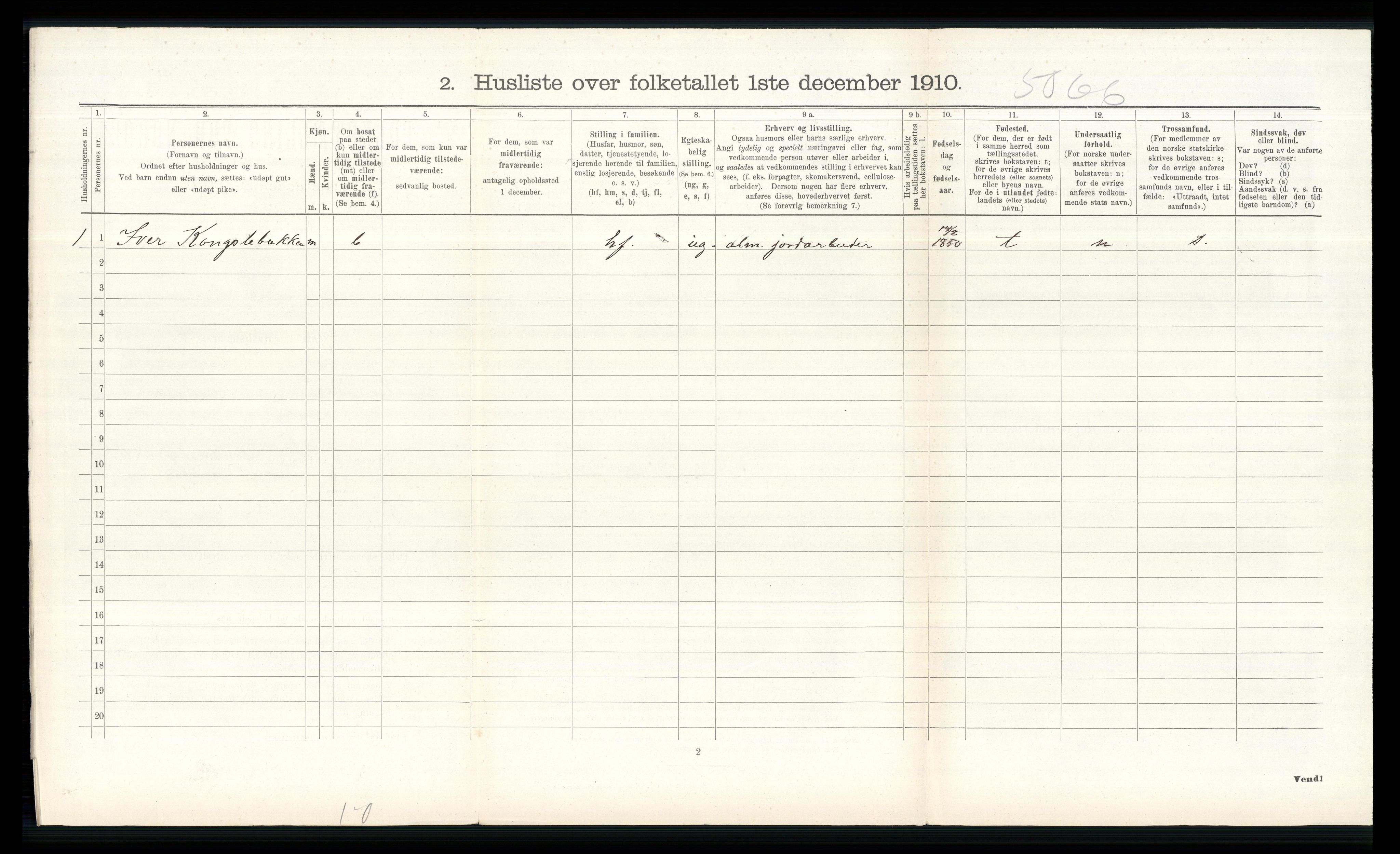 RA, 1910 census for Nord-Fron, 1910, p. 567