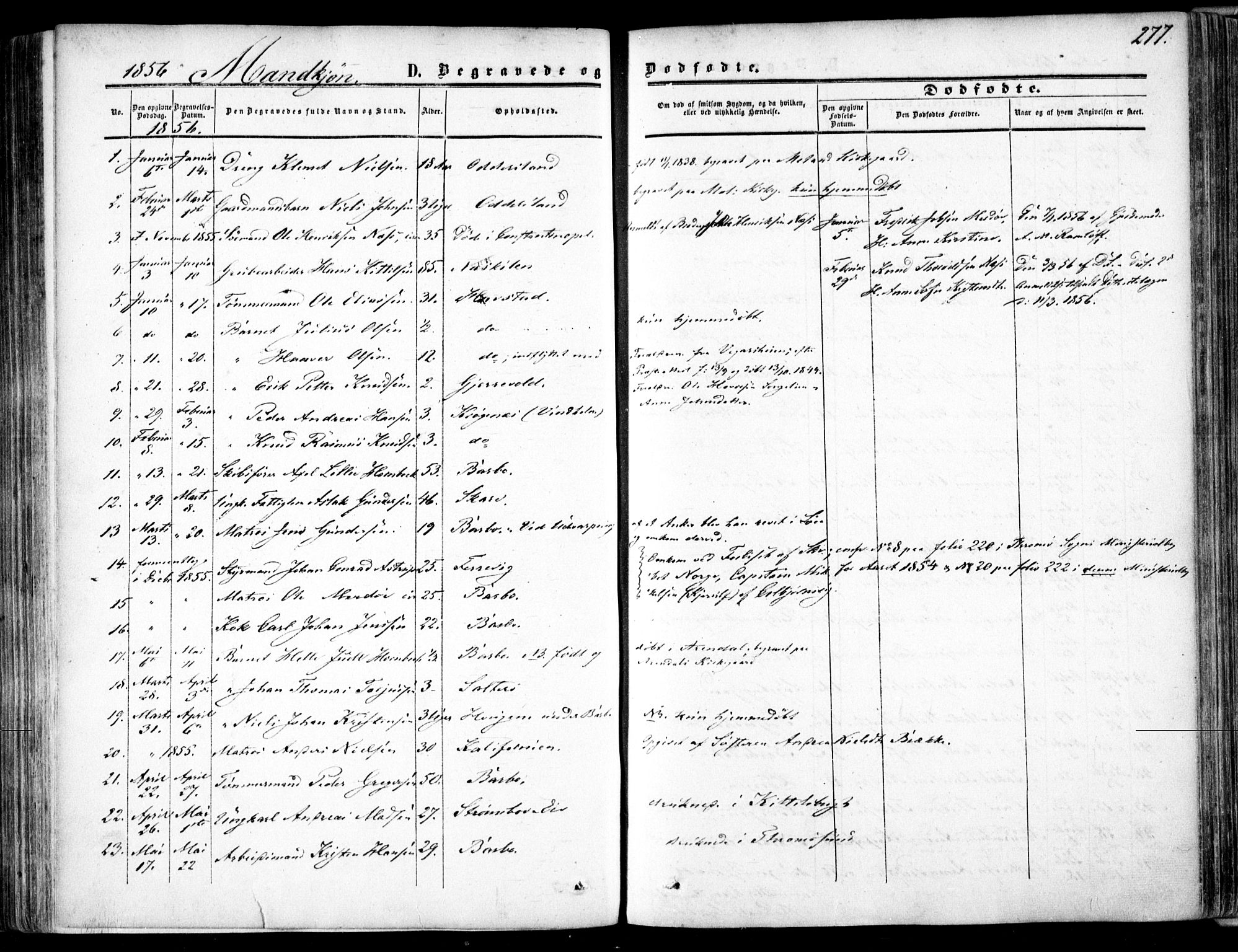 Tromøy sokneprestkontor, SAK/1111-0041/F/Fa/L0006: Parish register (official) no. A 6, 1855-1863, p. 277