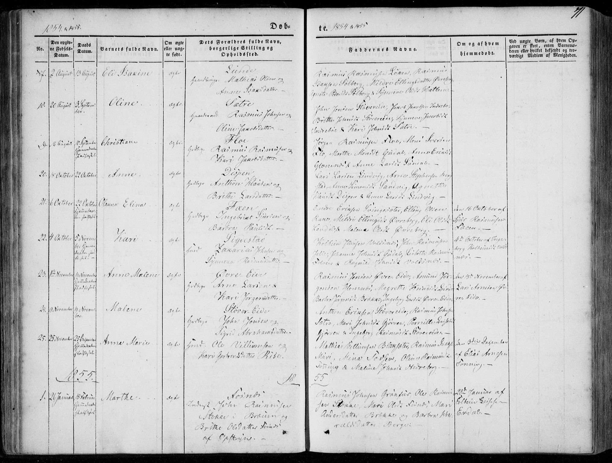 Stryn Sokneprestembete, SAB/A-82501: Parish register (official) no. A 2, 1844-1861, p. 71