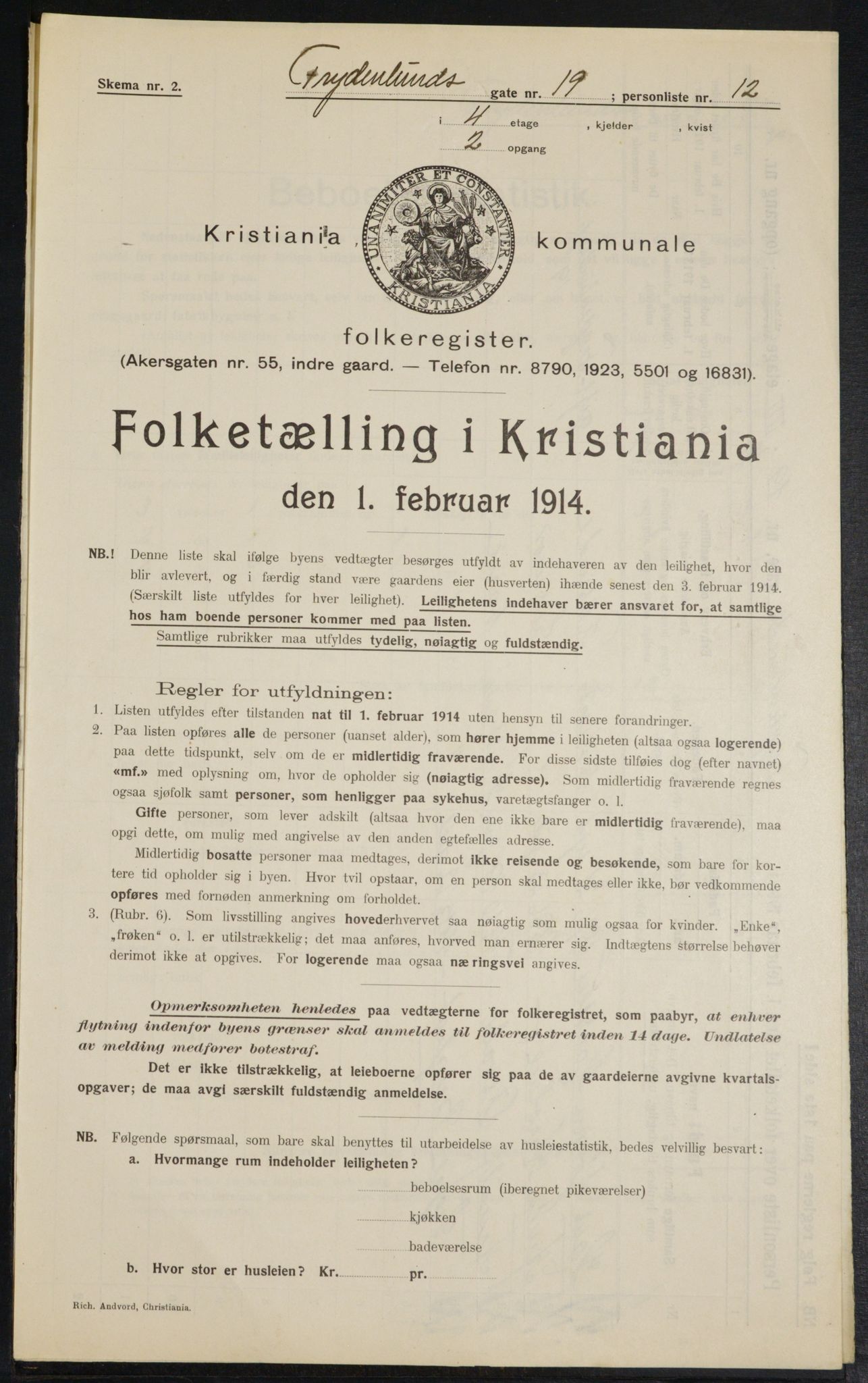 OBA, Municipal Census 1914 for Kristiania, 1914, p. 28551