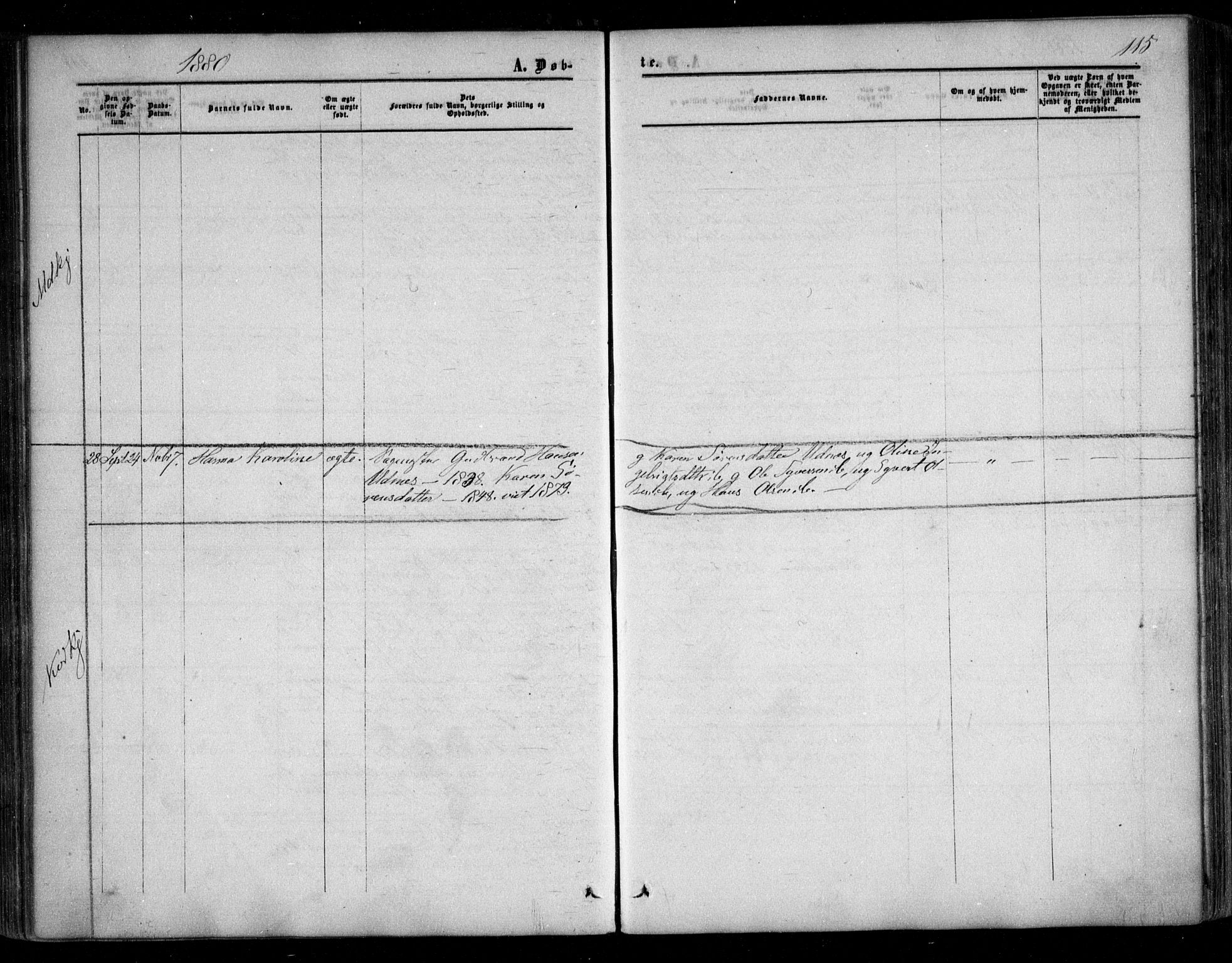 Nes prestekontor Kirkebøker, AV/SAO-A-10410/F/Fc/L0001: Parish register (official) no. III 1, 1859-1882, p. 115