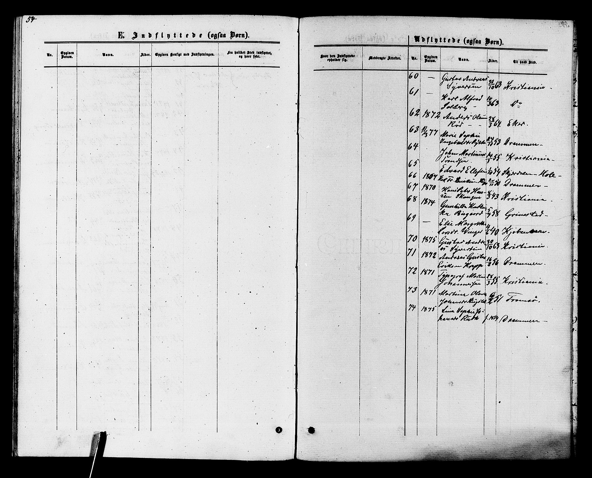 Kongsberg kirkebøker, AV/SAKO-A-22/F/Fa/L0011: Parish register (official) no. I 11, 1876-1877, p. 54