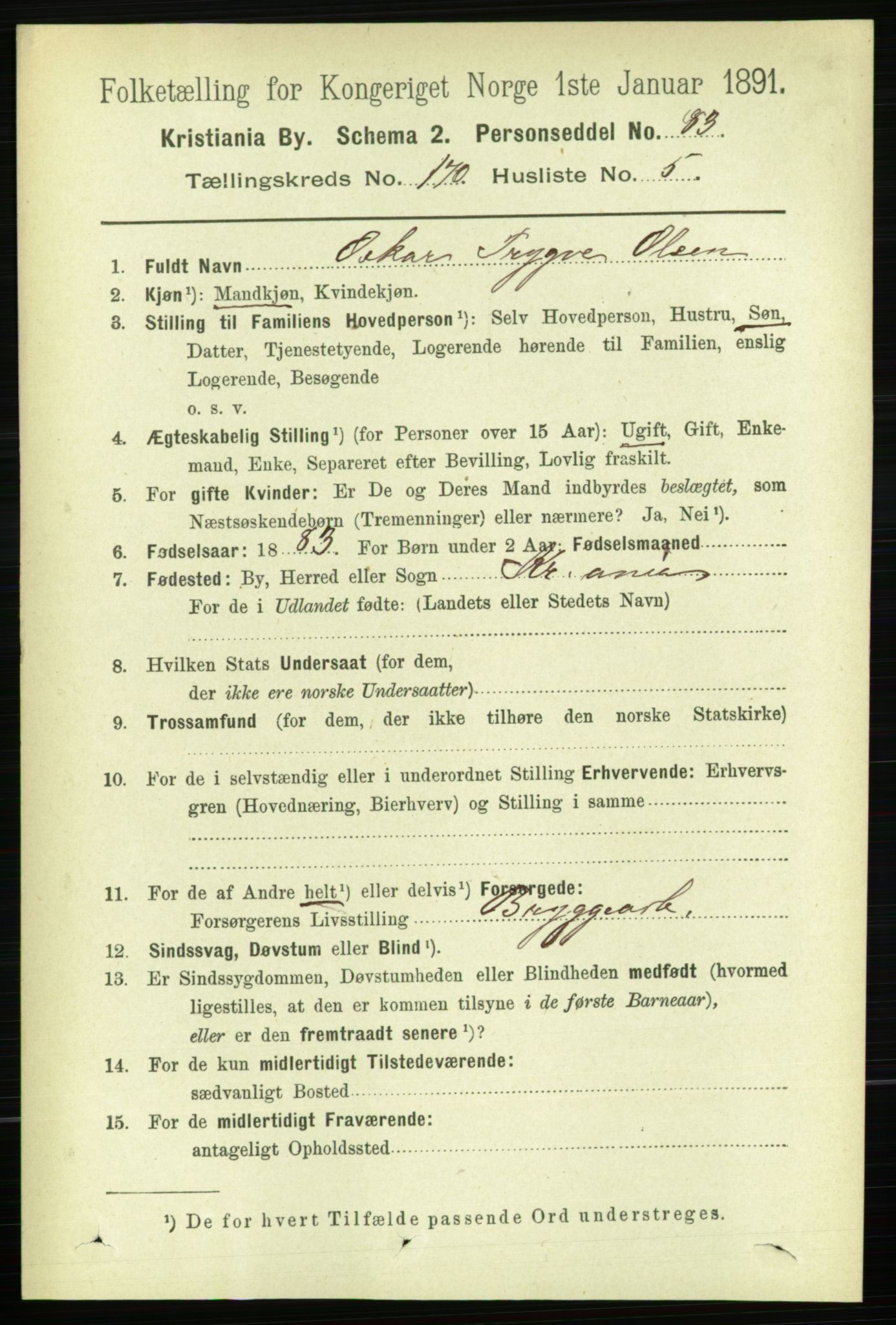 RA, 1891 census for 0301 Kristiania, 1891, p. 99814