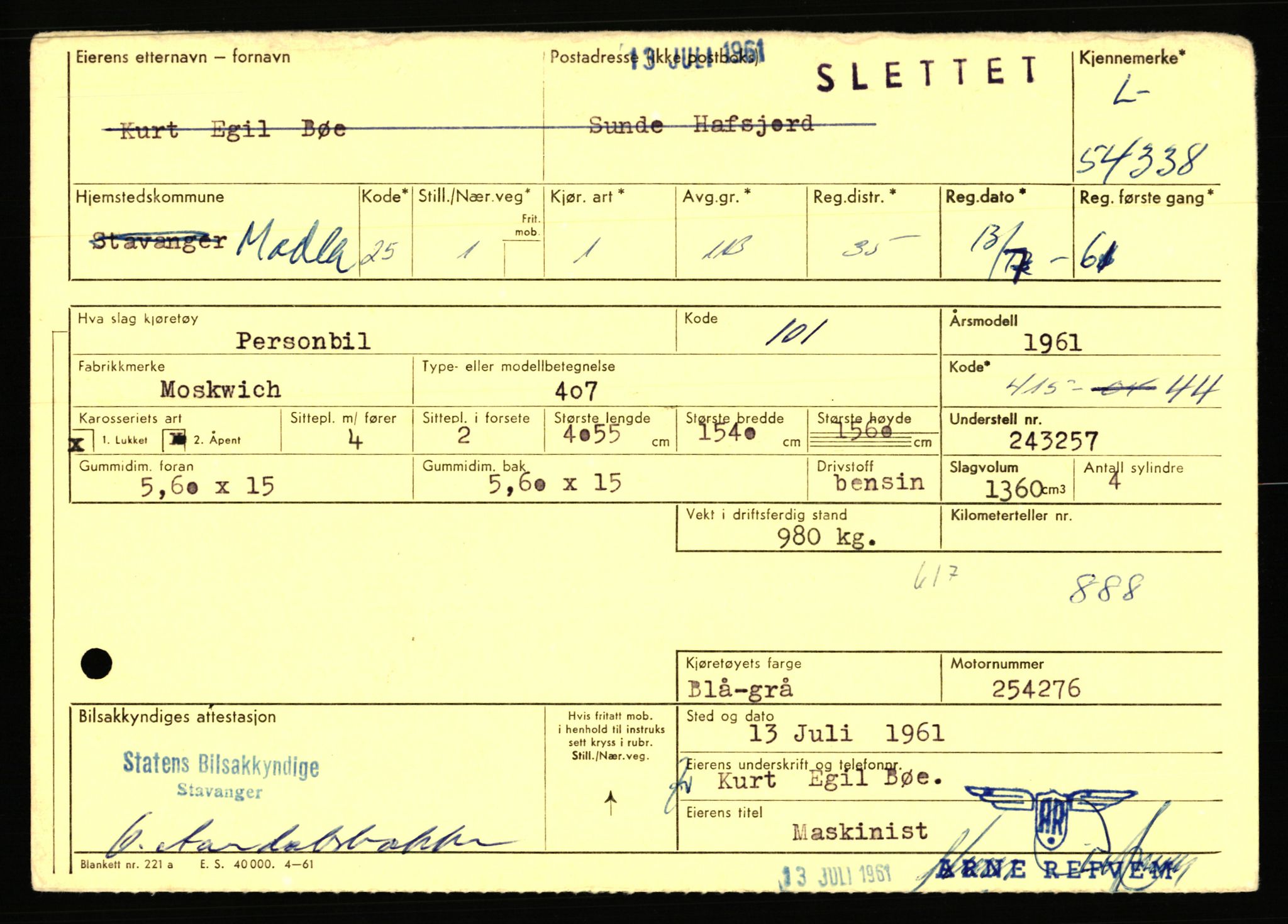 Stavanger trafikkstasjon, AV/SAST-A-101942/0/F/L0054: L-54200 - L-55699, 1930-1971, p. 285