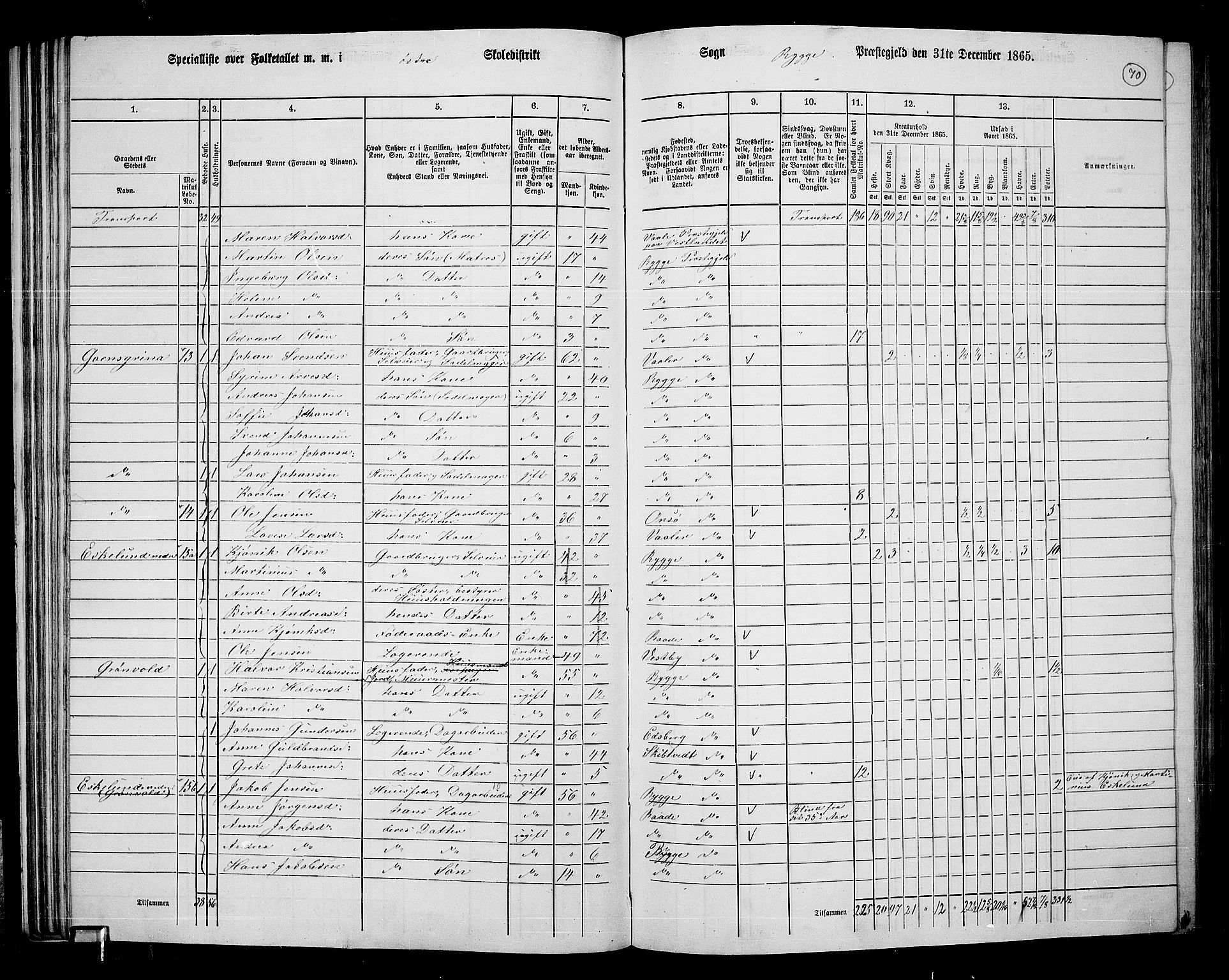 RA, 1865 census for Rygge, 1865, p. 13