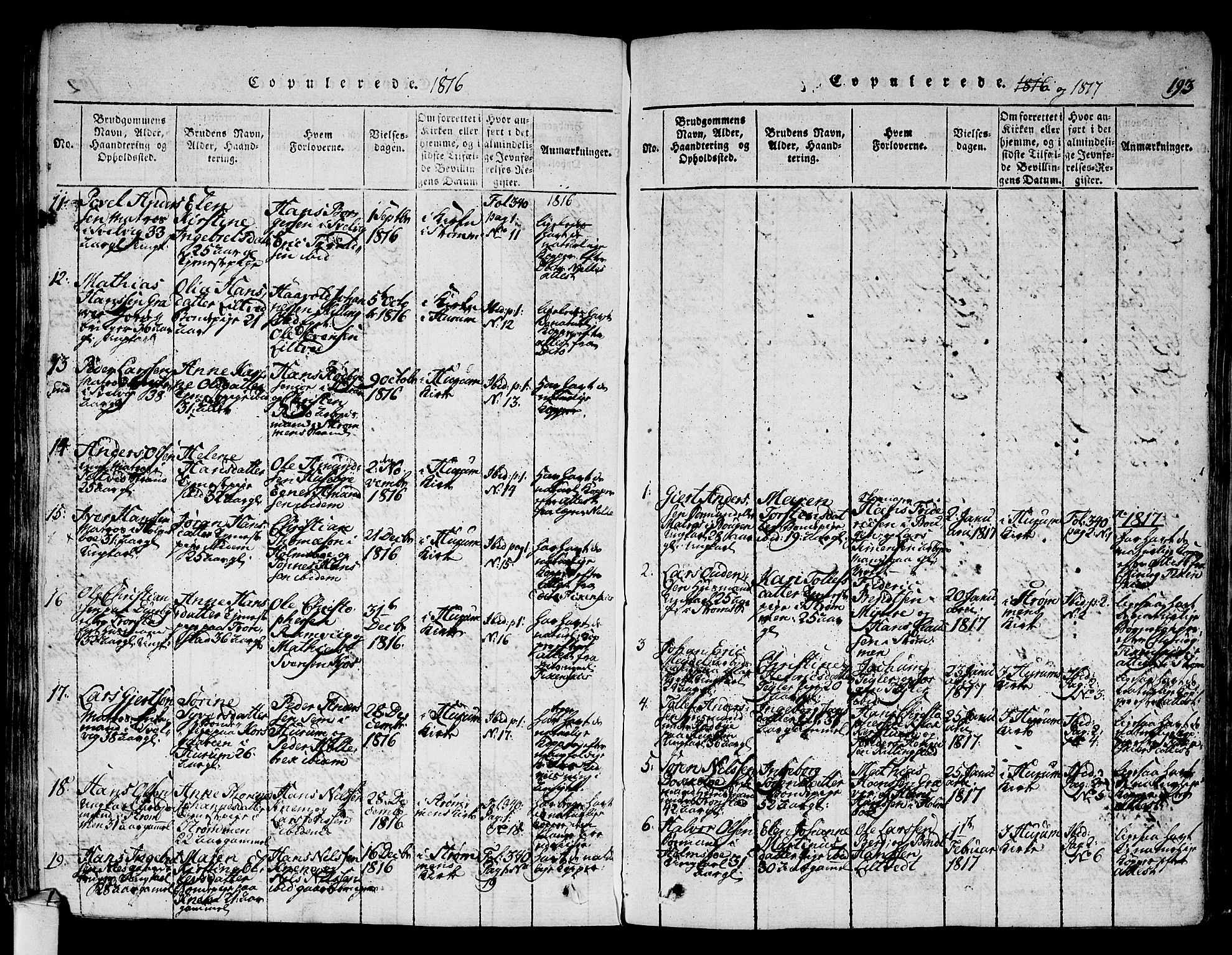 Hurum kirkebøker, SAKO/A-229/F/Fa/L0009: Parish register (official) no. 9, 1816-1826, p. 193