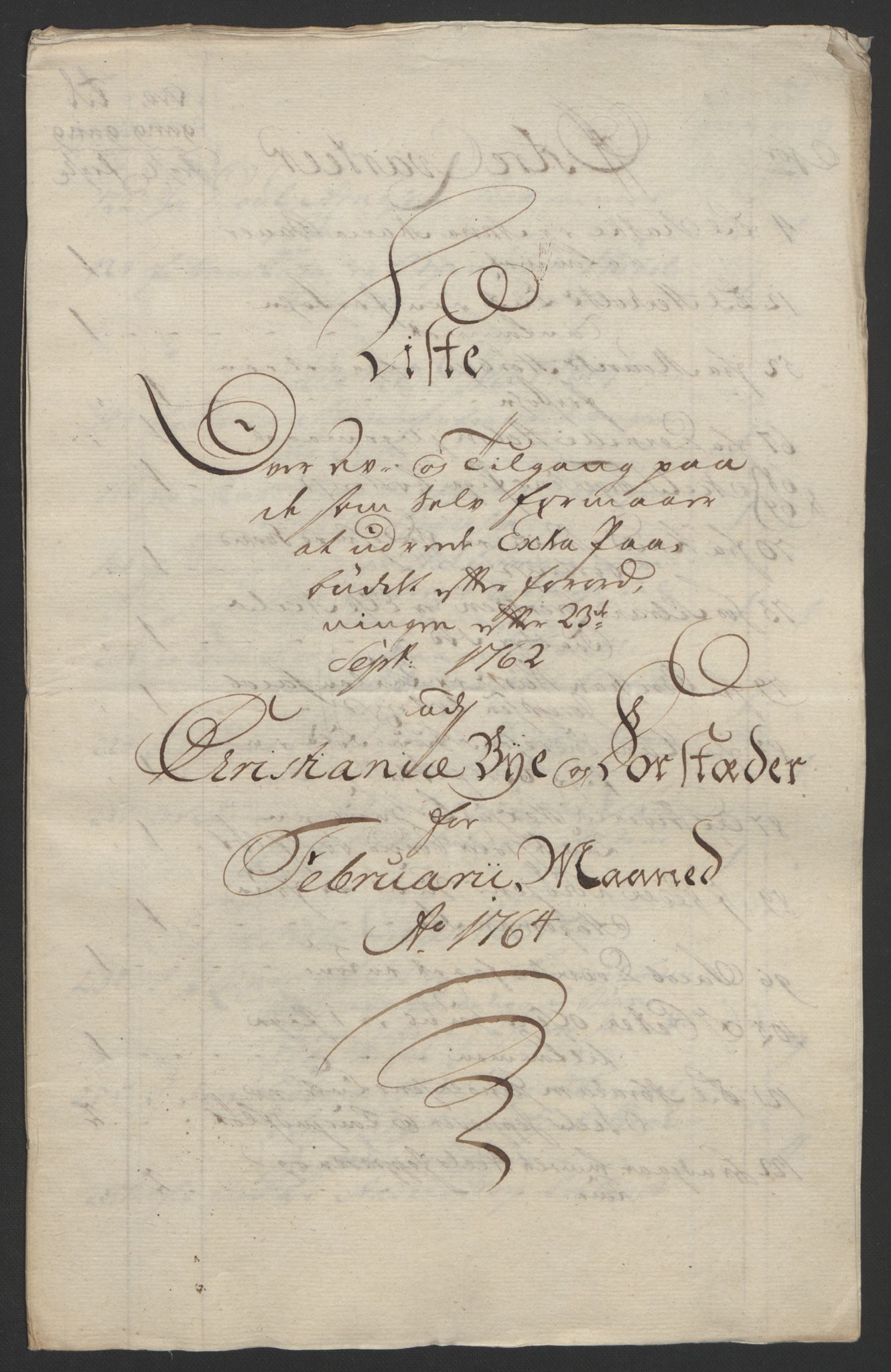 Rentekammeret inntil 1814, Reviderte regnskaper, Byregnskaper, AV/RA-EA-4066/R/Re/L0072/0001: [E13] Kontribusjonsregnskap / Ekstraskatt, 1763-1764, p. 285