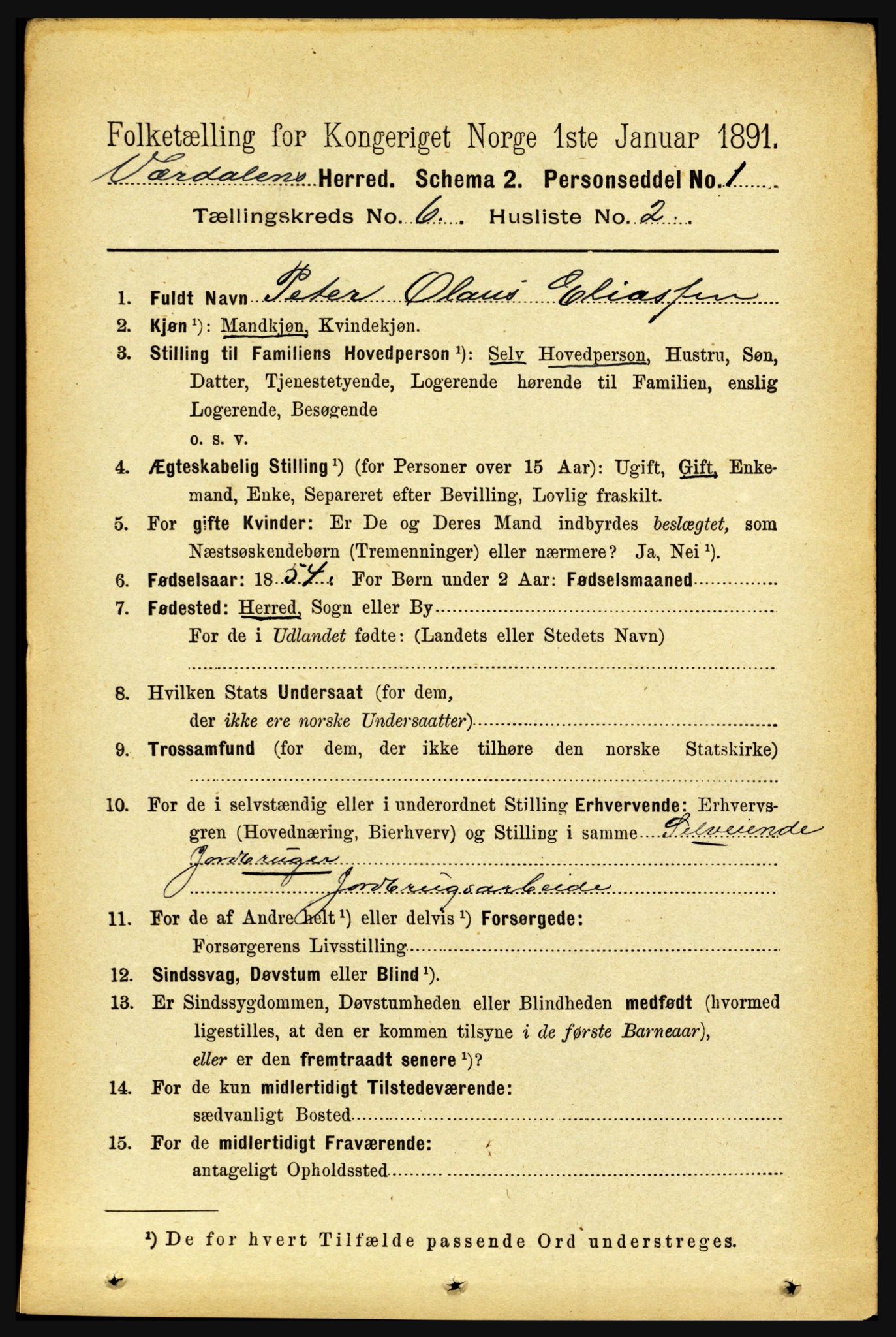 RA, 1891 census for 1721 Verdal, 1891, p. 3563