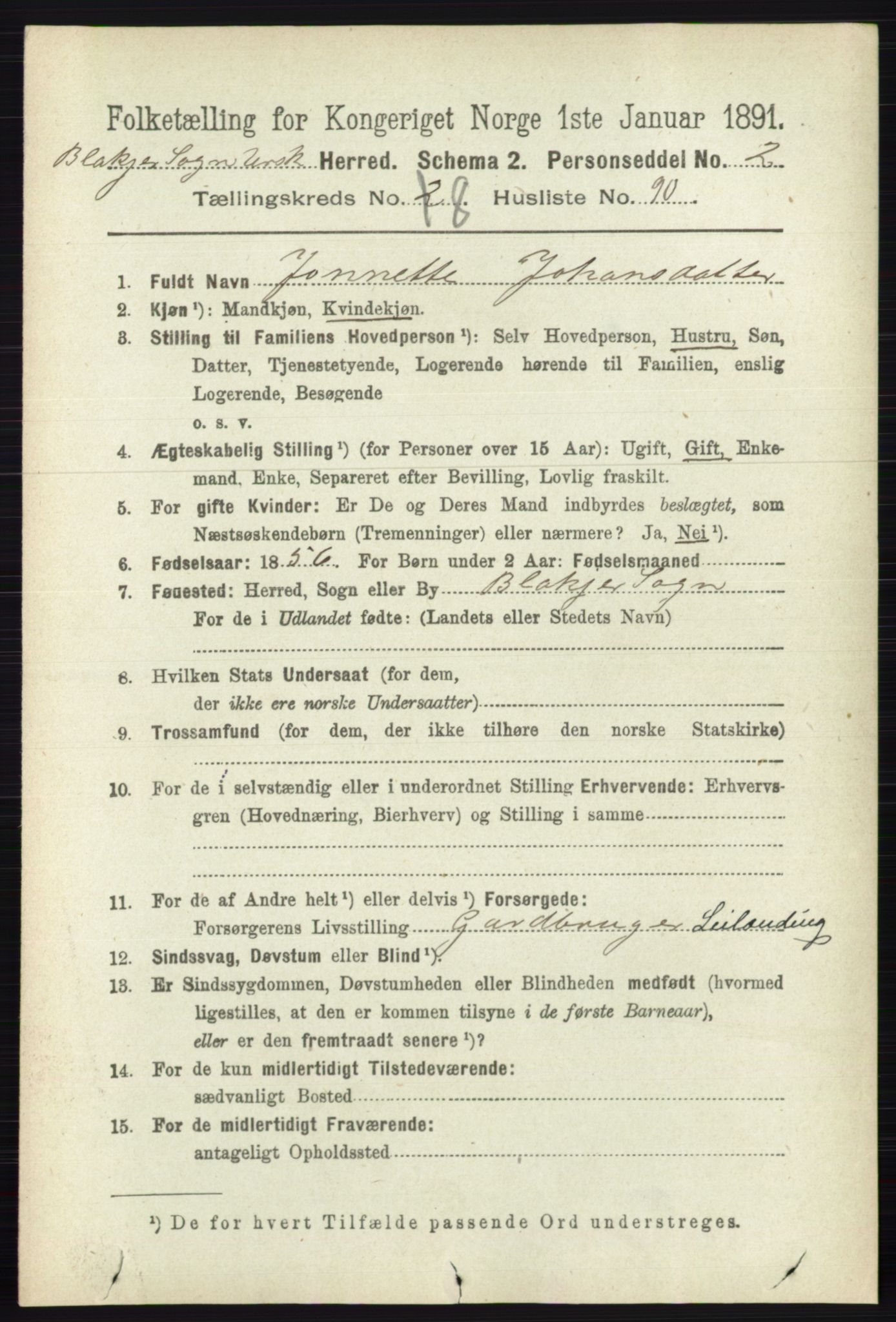 RA, 1891 census for 0224 Aurskog, 1891, p. 4399