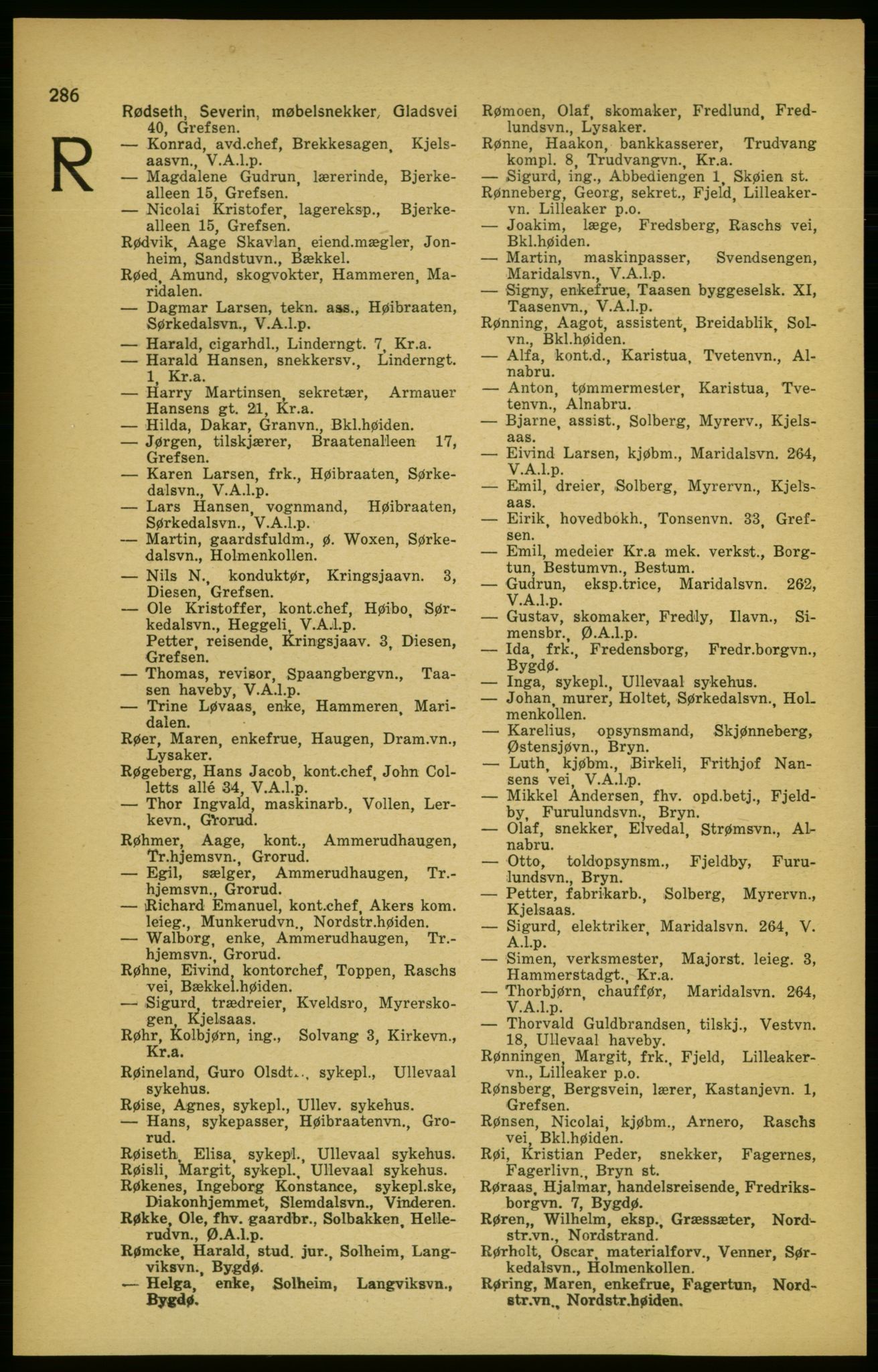 Aker adressebok/adressekalender, PUBL/001/A/003: Akers adressekalender, 1924-1925, p. 286