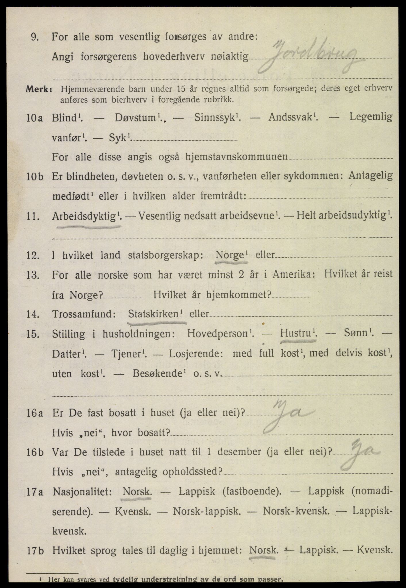 SAT, 1920 census for Tjøtta, 1920, p. 4060