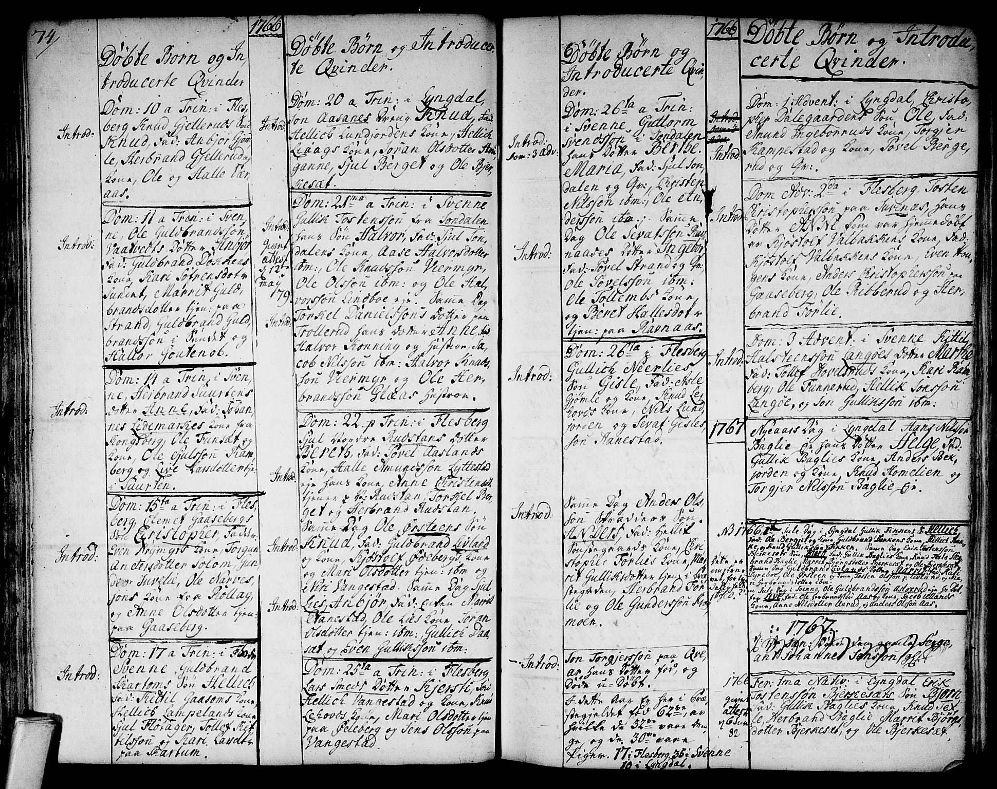 Flesberg kirkebøker, AV/SAKO-A-18/F/Fa/L0003: Parish register (official) no. I 3, 1748-1790, p. 74-75