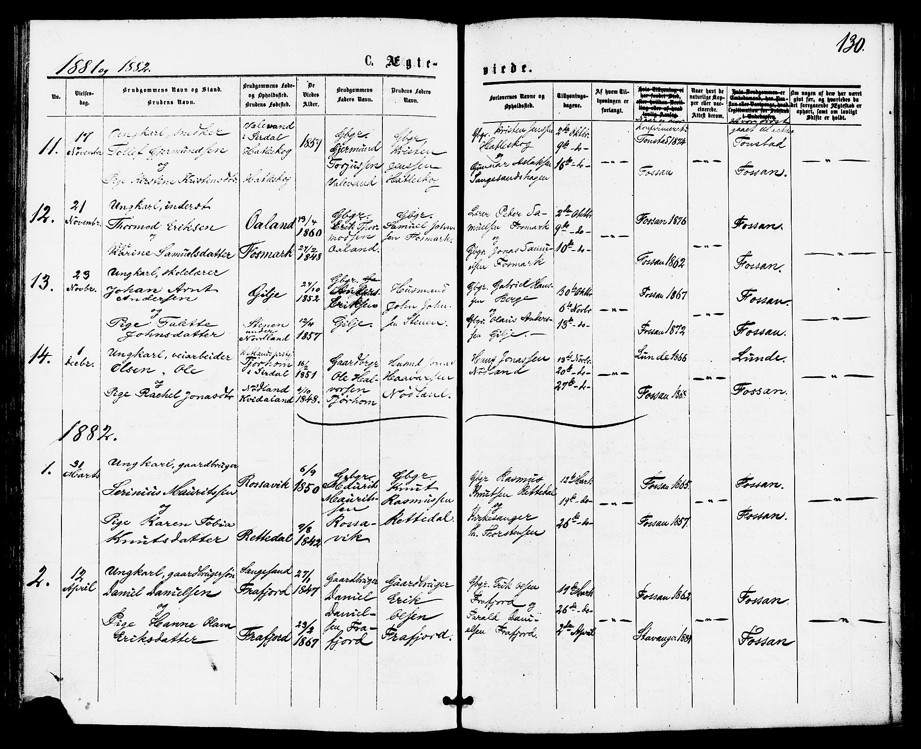 Høgsfjord sokneprestkontor, SAST/A-101624/H/Ha/Haa/L0004: Parish register (official) no. A 4, 1876-1884, p. 130