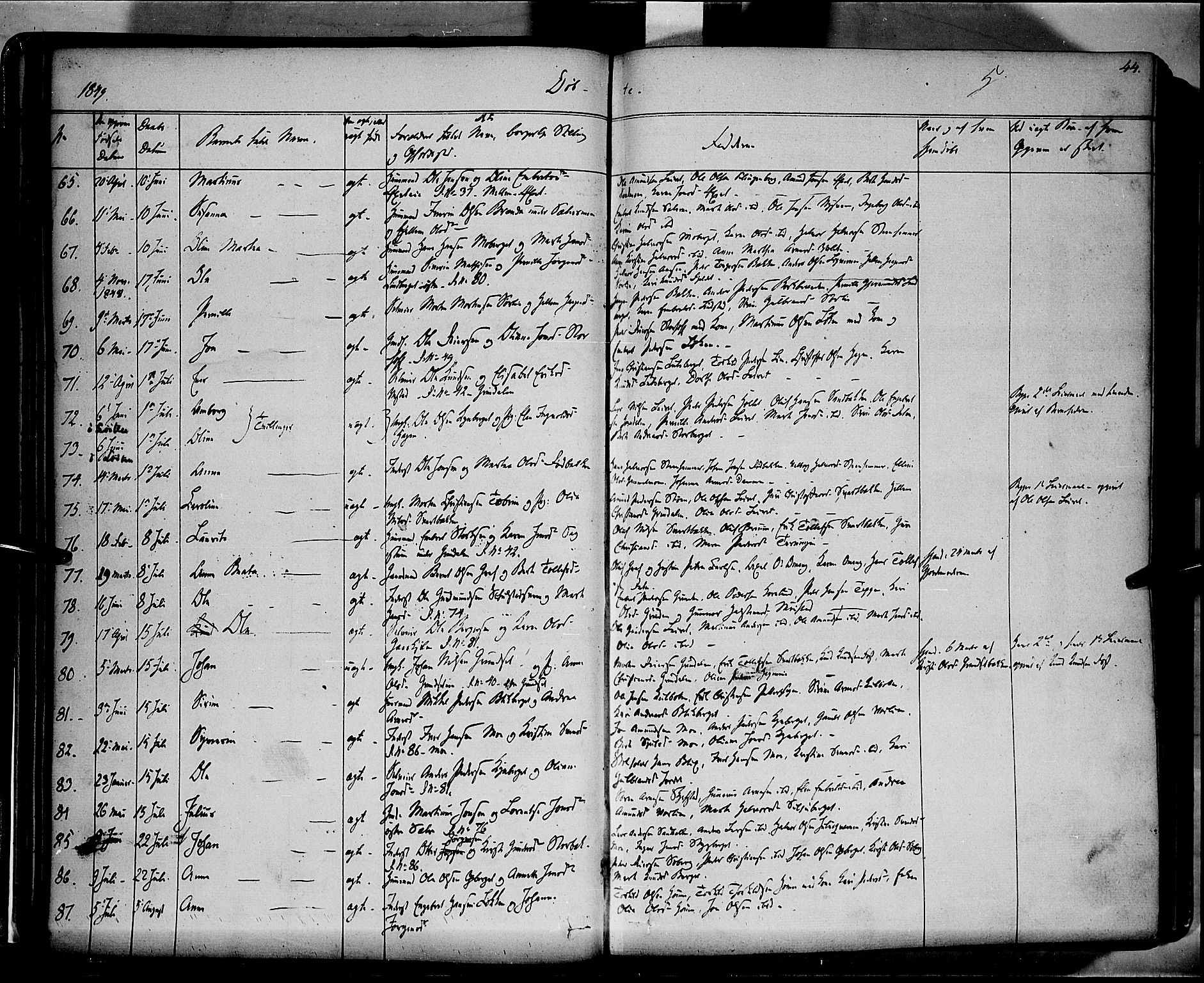 Elverum prestekontor, AV/SAH-PREST-044/H/Ha/Haa/L0009: Parish register (official) no. 9, 1843-1856, p. 44