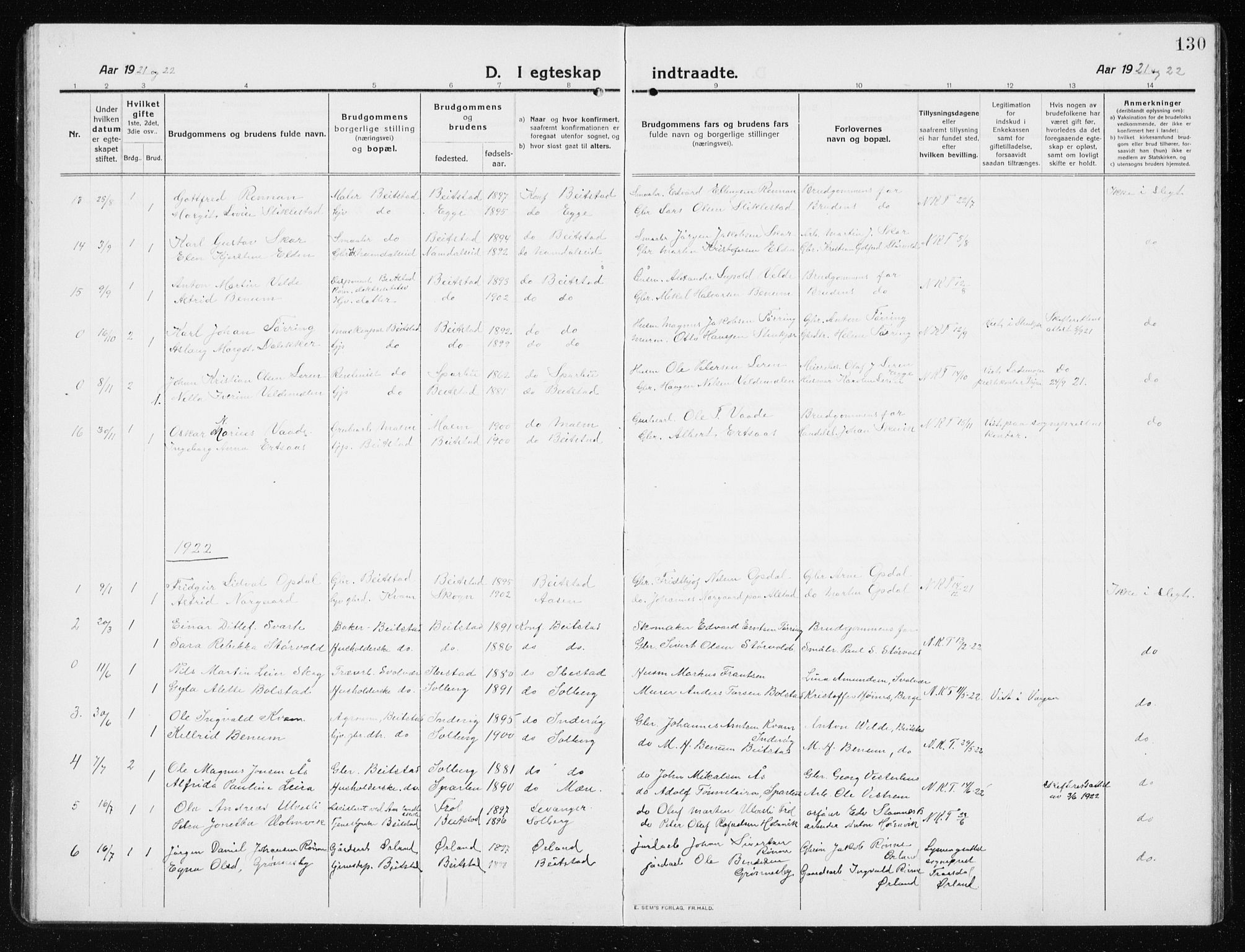 Ministerialprotokoller, klokkerbøker og fødselsregistre - Nord-Trøndelag, SAT/A-1458/741/L0402: Parish register (copy) no. 741C03, 1911-1926, p. 130