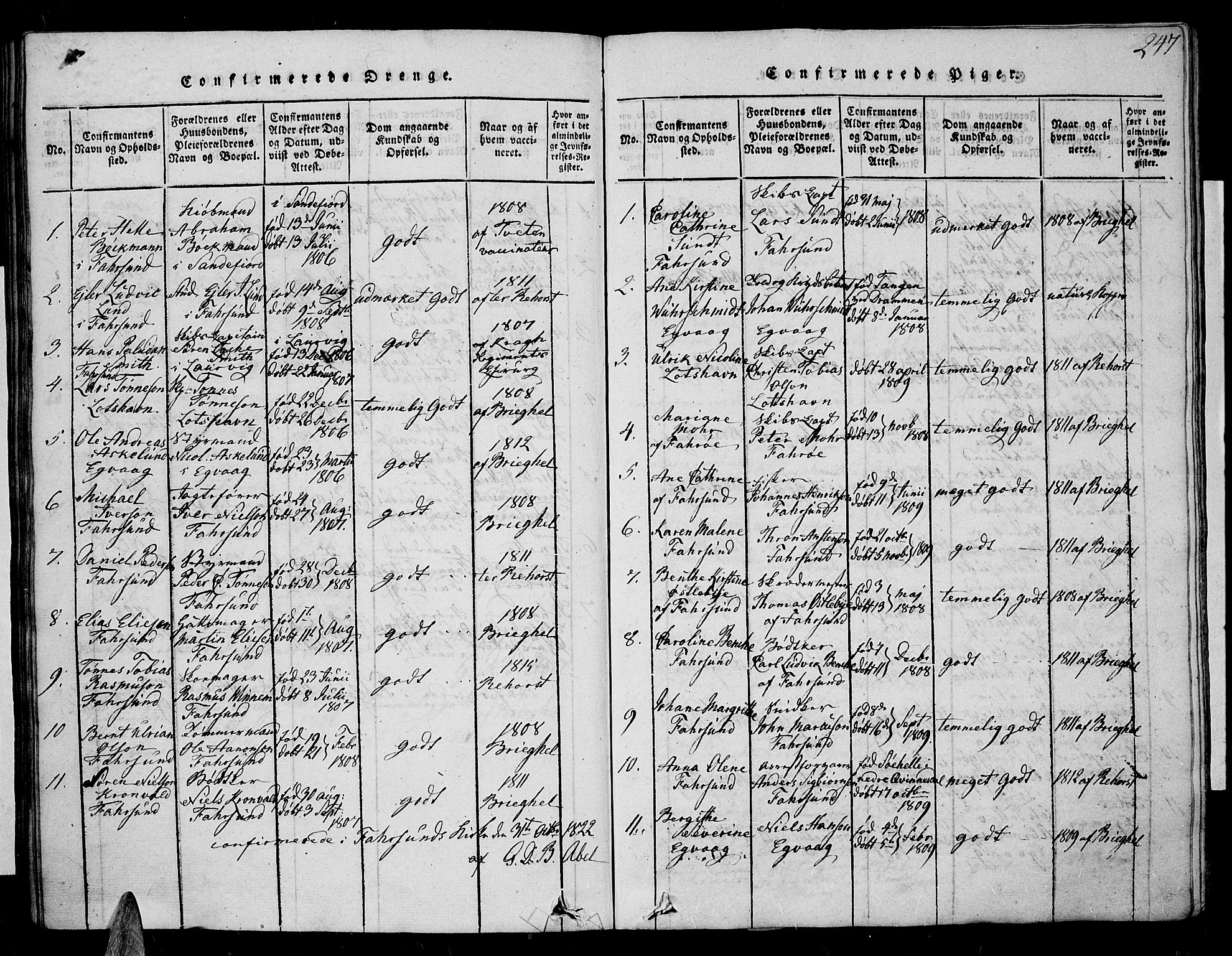 Farsund sokneprestkontor, AV/SAK-1111-0009/F/Fa/L0002: Parish register (official) no. A 2, 1815-1836, p. 247