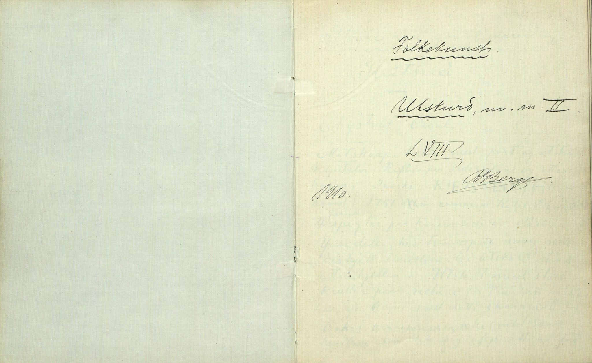 Rikard Berge, TEMU/TGM-A-1003/F/L0002/0028: 031-060 Innholdslister / 58 Utskurd m.m. II, 1910, p. 1