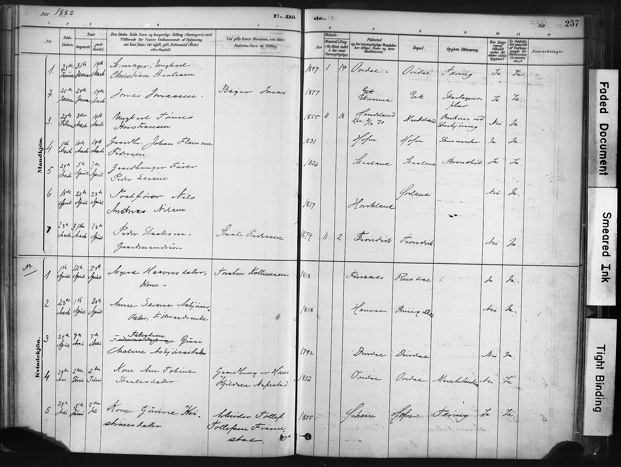 Lund sokneprestkontor, SAST/A-101809/S06/L0011: Parish register (official) no. A 10, 1877-1904, p. 257