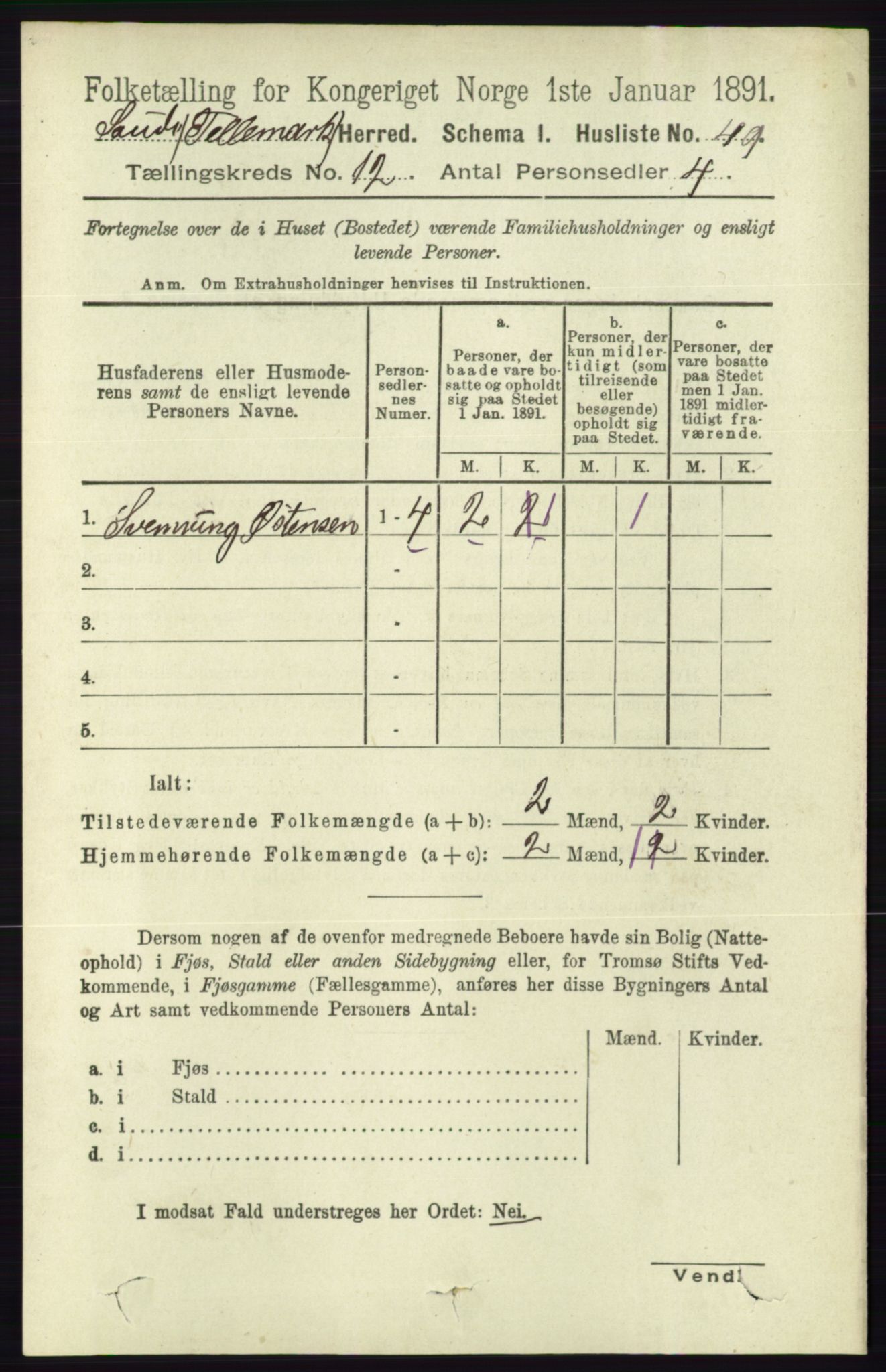 RA, 1891 census for 0822 Sauherad, 1891, p. 3617