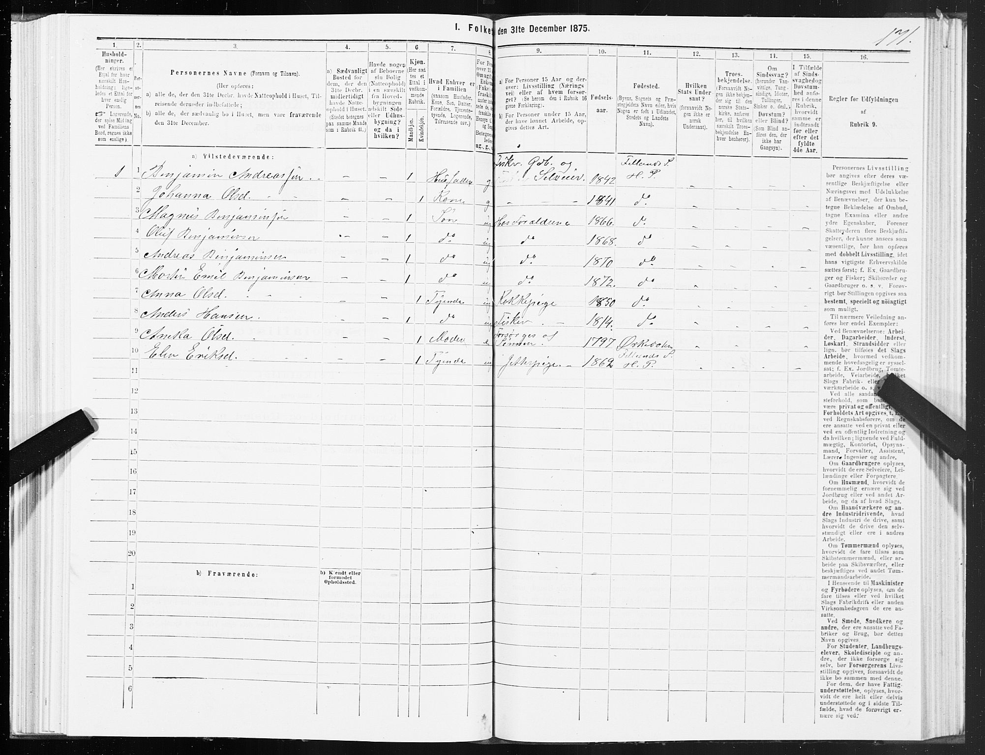 SAT, 1875 census for 1617P Hitra, 1875, p. 1171