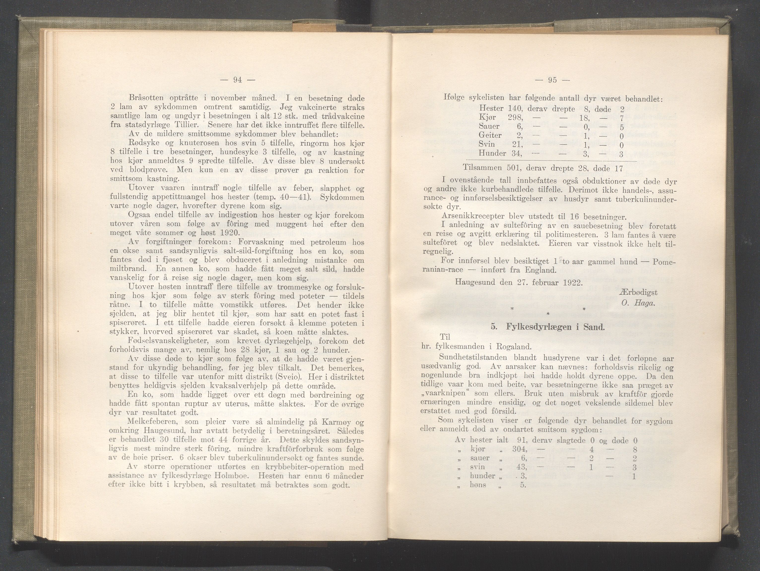 Rogaland fylkeskommune - Fylkesrådmannen , IKAR/A-900/A/Aa/Aaa/L0041: Møtebok , 1922, p. 94-95