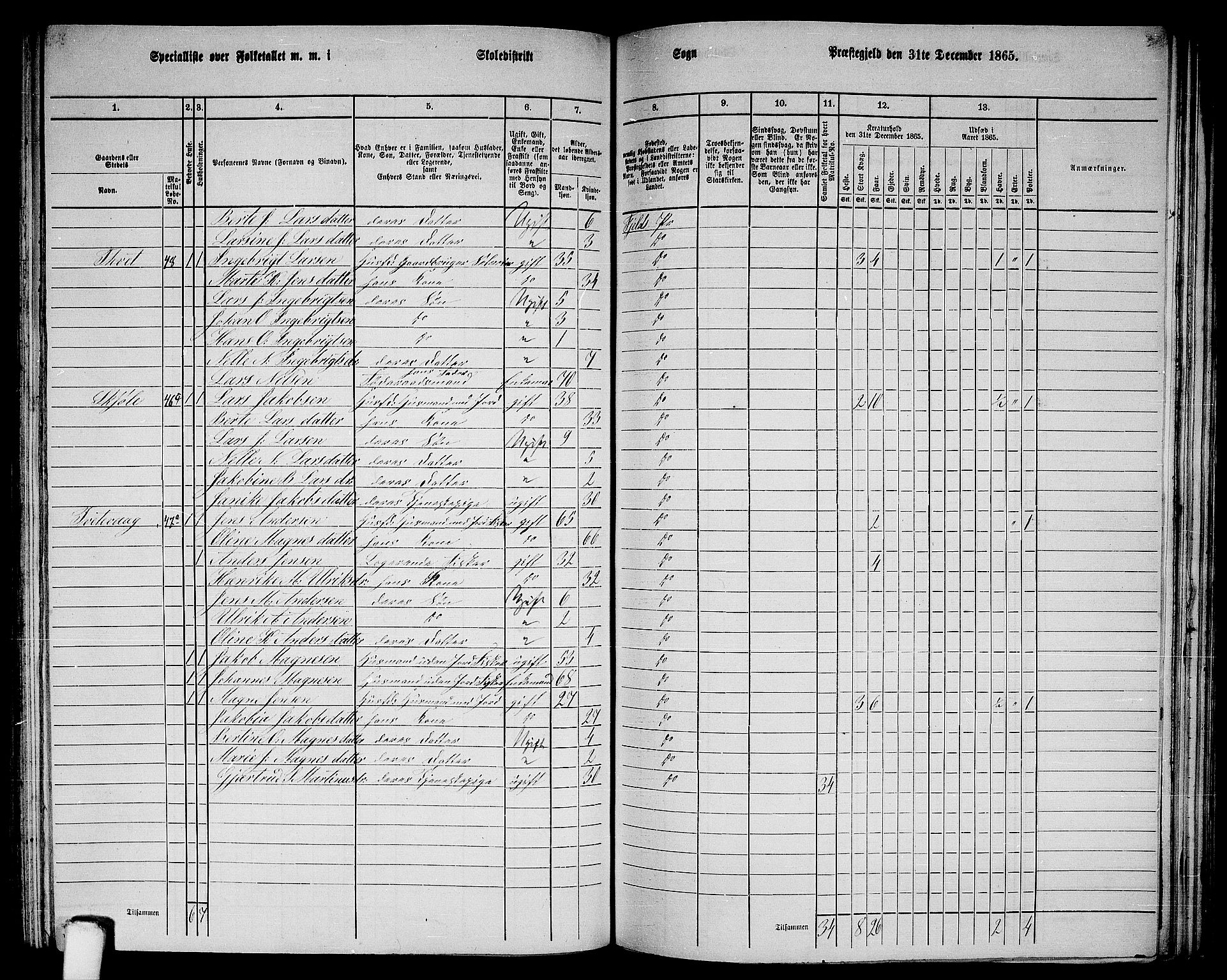 RA, 1865 census for Fjell, 1865, p. 159