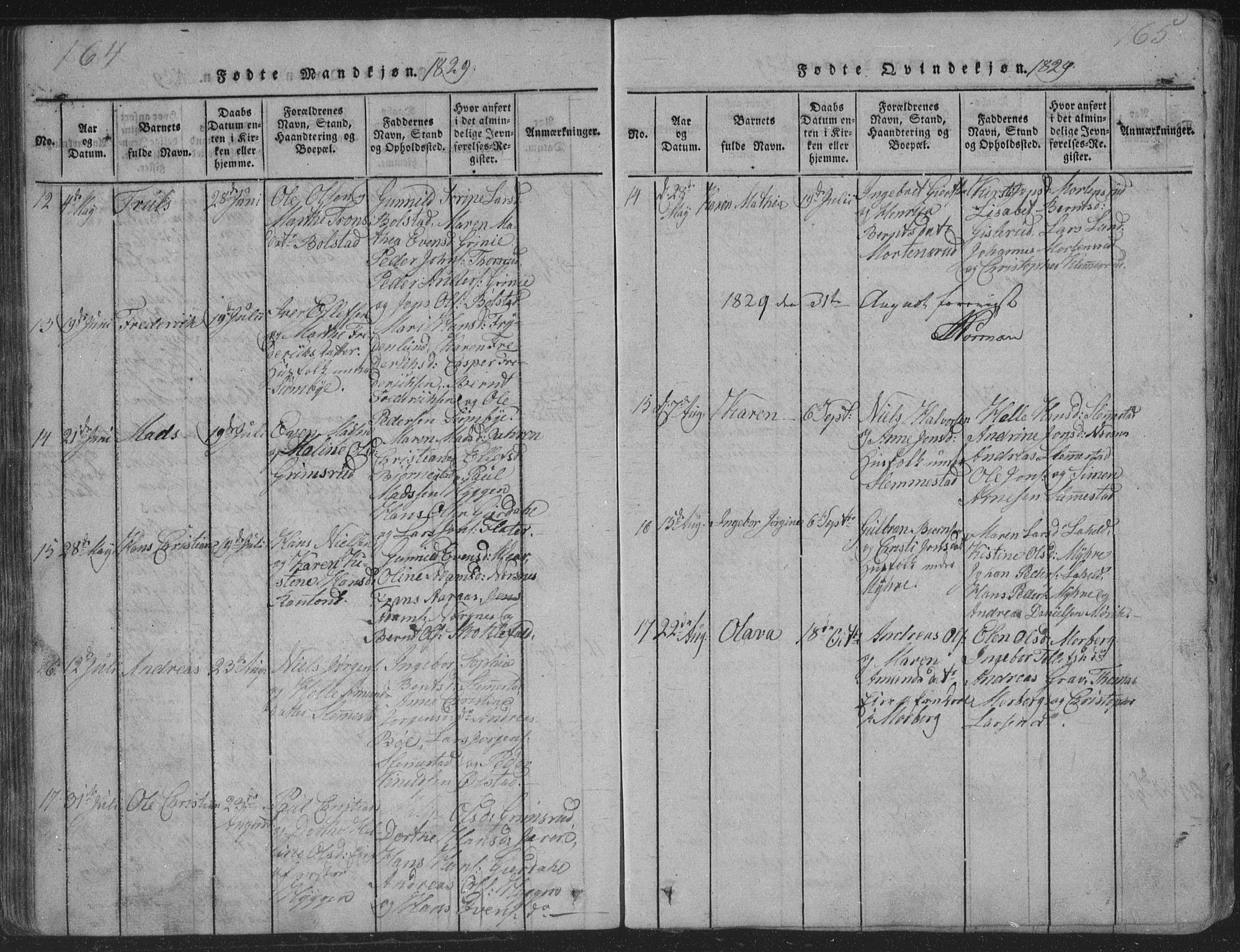 Røyken kirkebøker, AV/SAKO-A-241/G/Ga/L0003: Parish register (copy) no. 3, 1814-1856, p. 164-165