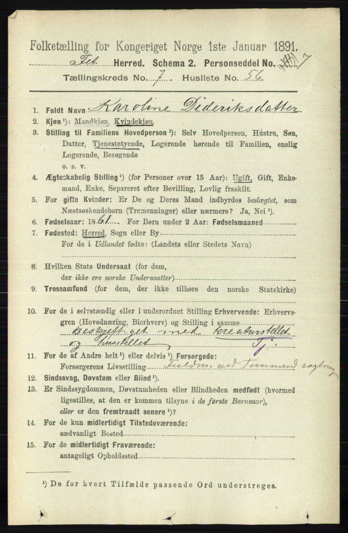 RA, 1891 census for 0227 Fet, 1891, p. 2766