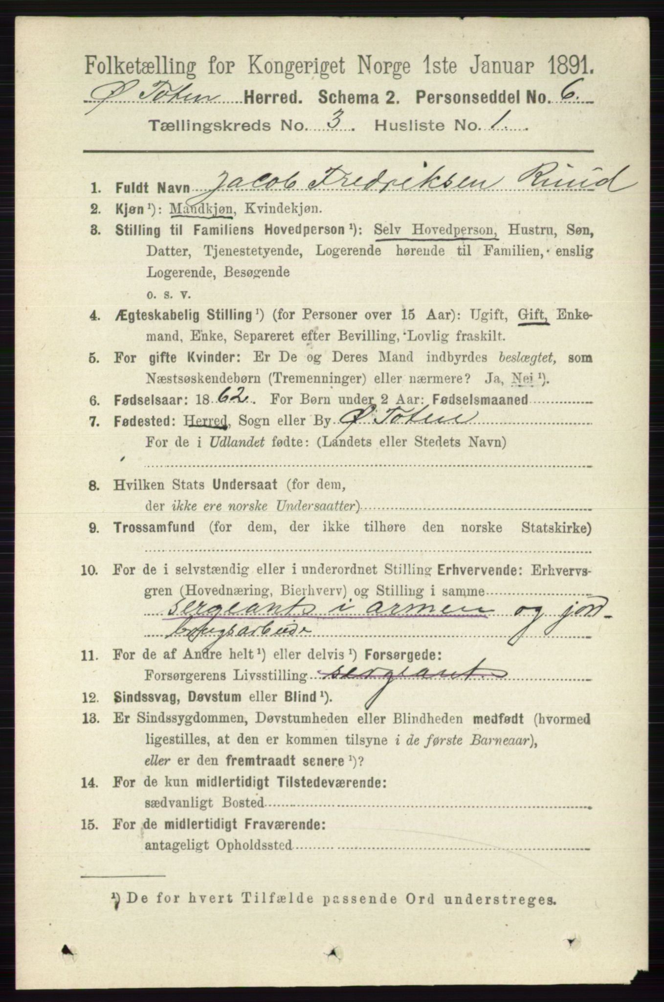RA, 1891 census for 0528 Østre Toten, 1891, p. 1560