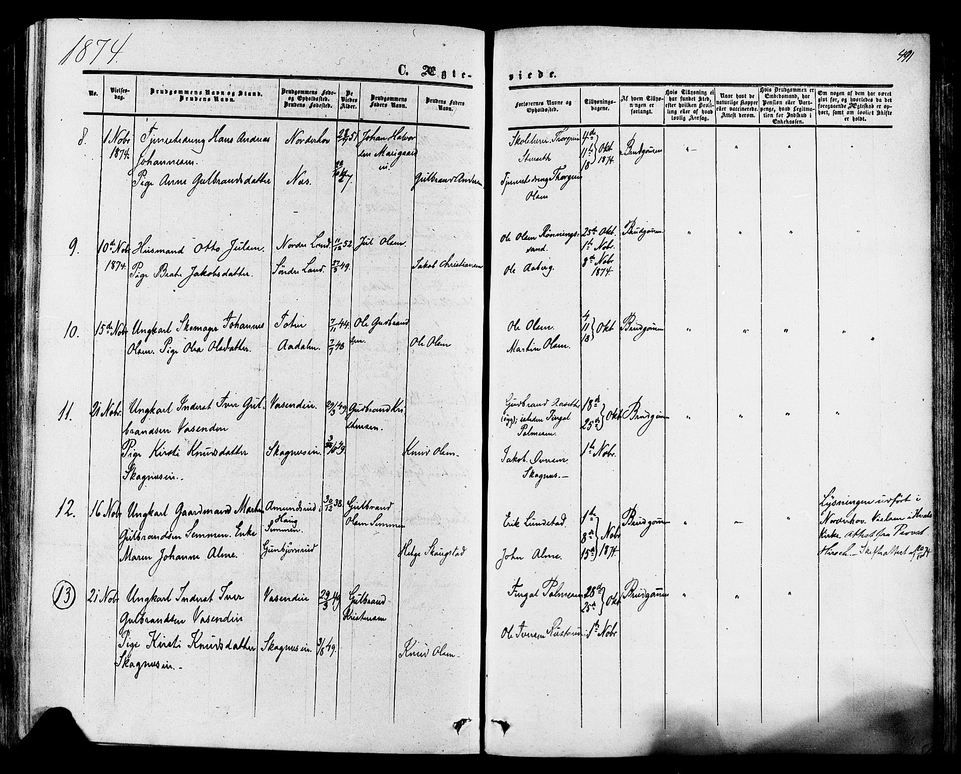 Ådal kirkebøker, SAKO/A-248/F/Fa/L0001: Parish register (official) no. I 1, 1857-1883, p. 491