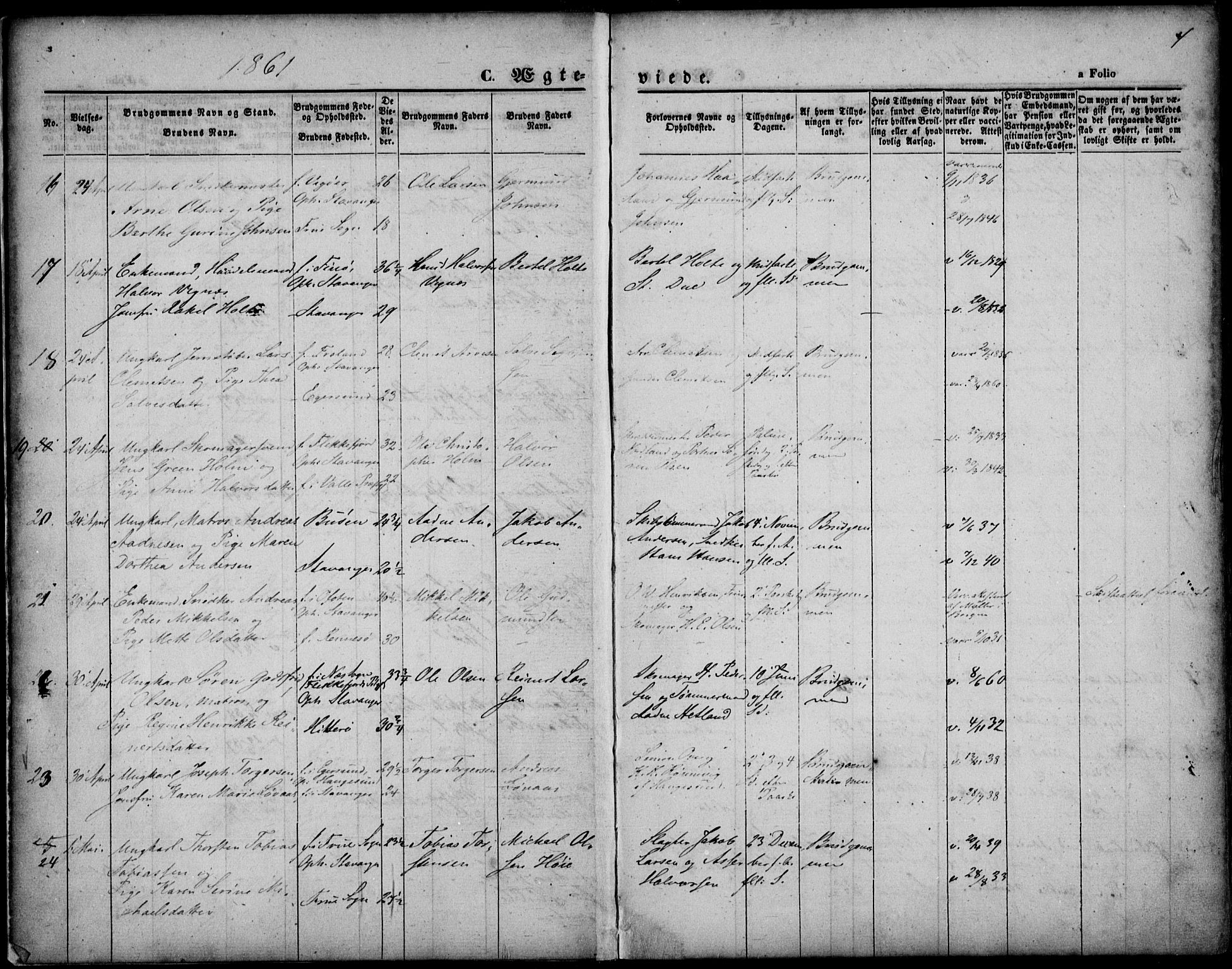 St. Petri sokneprestkontor, SAST/A-101813/001/30/30BA/L0002: Parish register (official) no. A 2, 1861-1869, p. 4