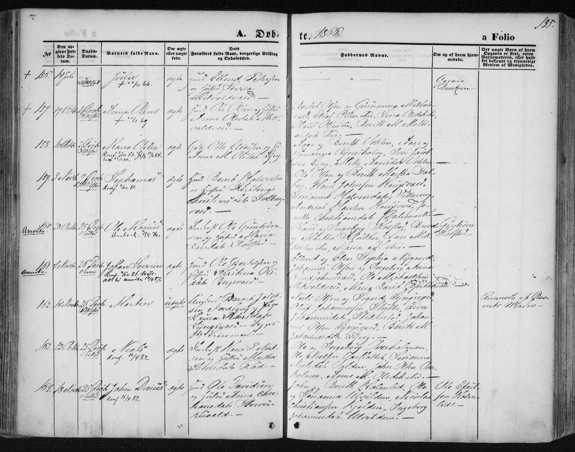 Ministerialprotokoller, klokkerbøker og fødselsregistre - Nord-Trøndelag, SAT/A-1458/723/L0241: Parish register (official) no. 723A10, 1860-1869, p. 135
