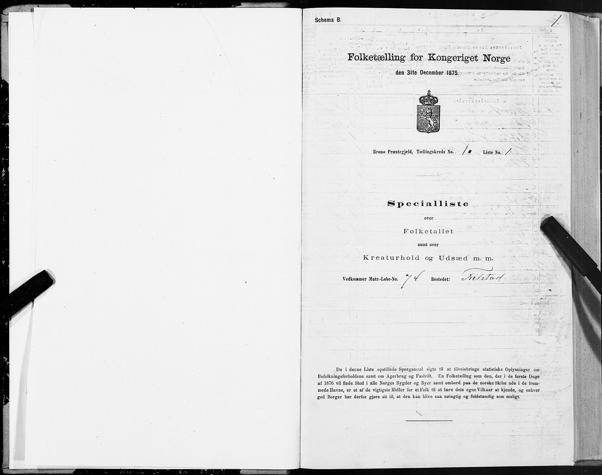 SAT, 1875 census for 1814P Brønnøy, 1875, p. 1001