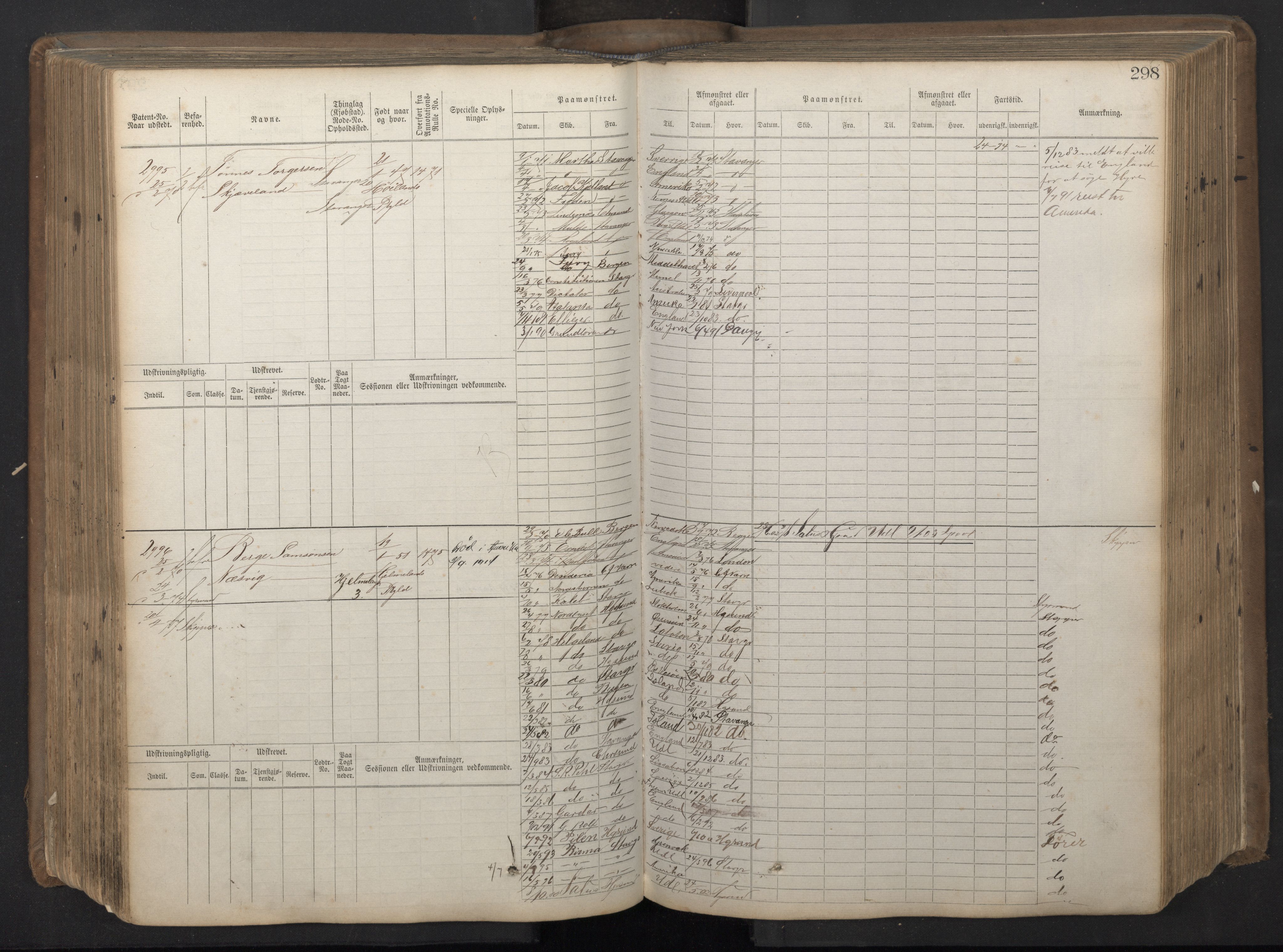 Stavanger sjømannskontor, AV/SAST-A-102006/F/Fb/Fbb/L0018: Sjøfartshovedrulle patnentnr. 2402-3602 (dublett), 1869, p. 302