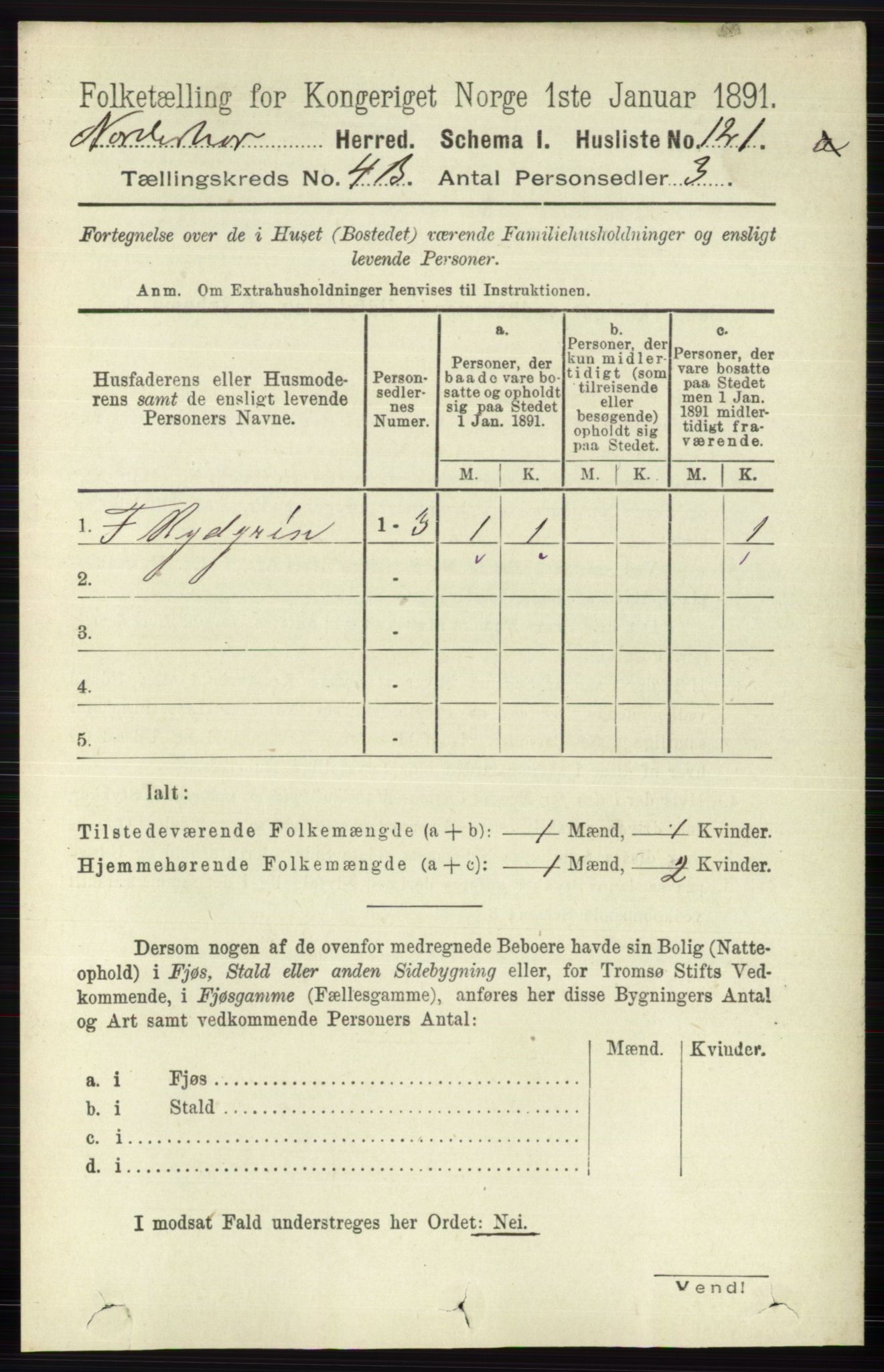 RA, 1891 census for 0613 Norderhov, 1891, p. 1990