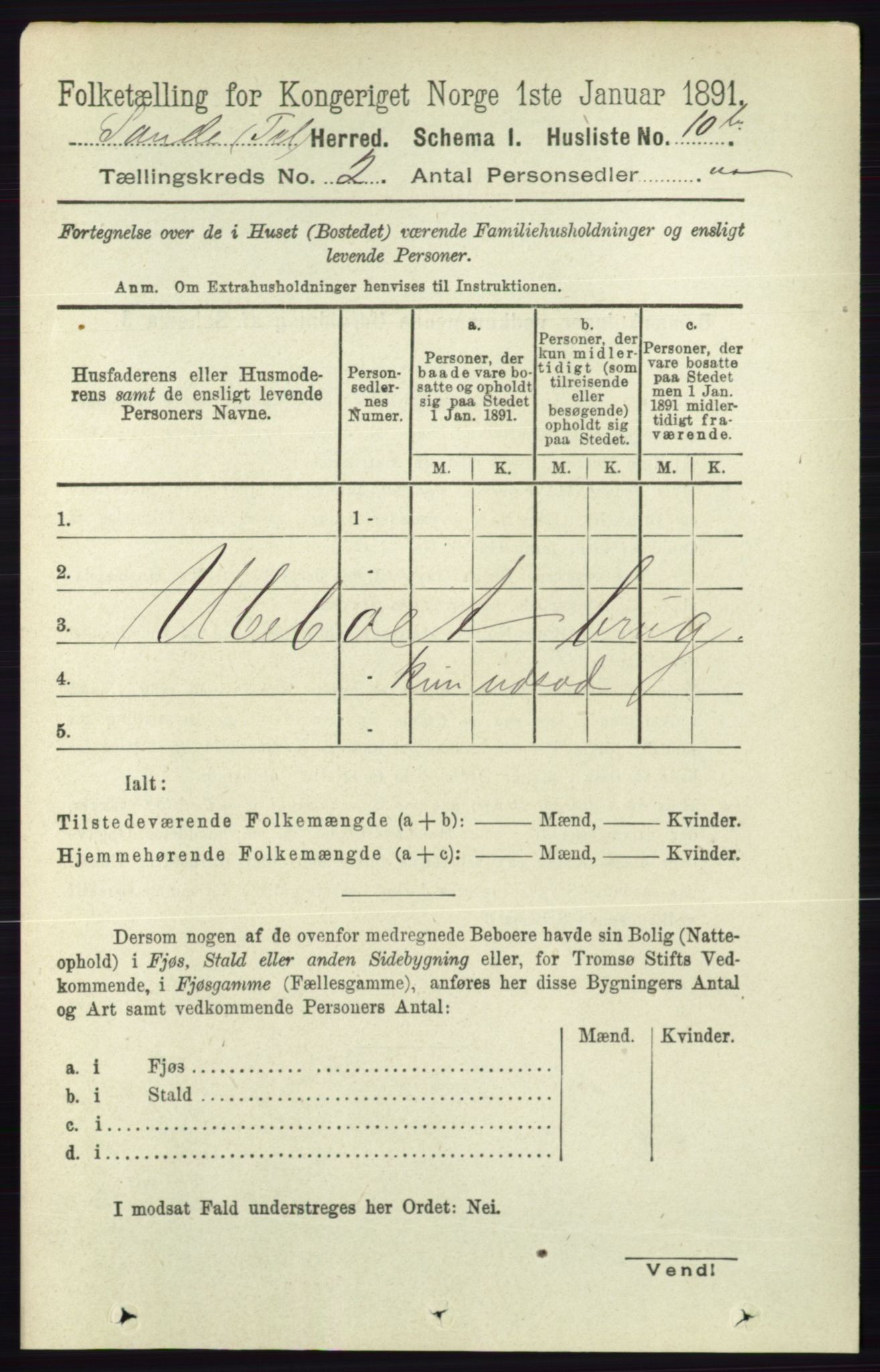 RA, 1891 census for 0822 Sauherad, 1891, p. 399