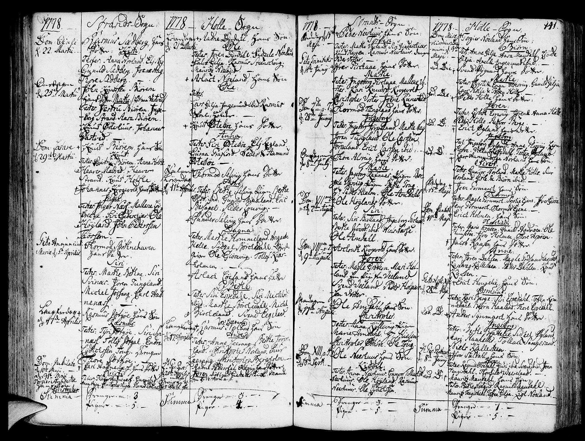 Strand sokneprestkontor, SAST/A-101828/H/Ha/Haa/L0003: Parish register (official) no. A 3, 1769-1816, p. 141