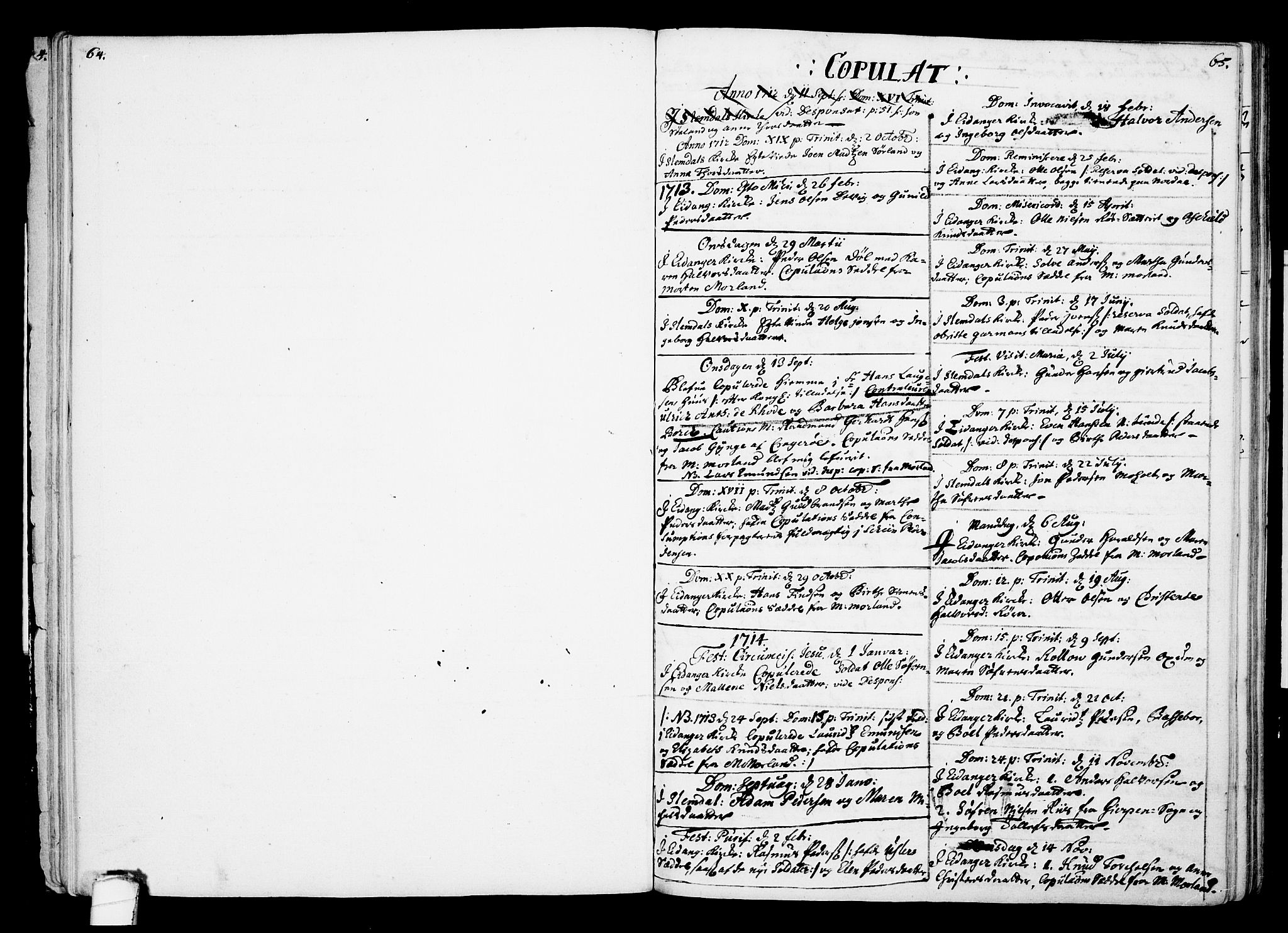 Eidanger kirkebøker, SAKO/A-261/F/Fa/L0002: Parish register (official) no. 2, 1712-1720, p. 64-65