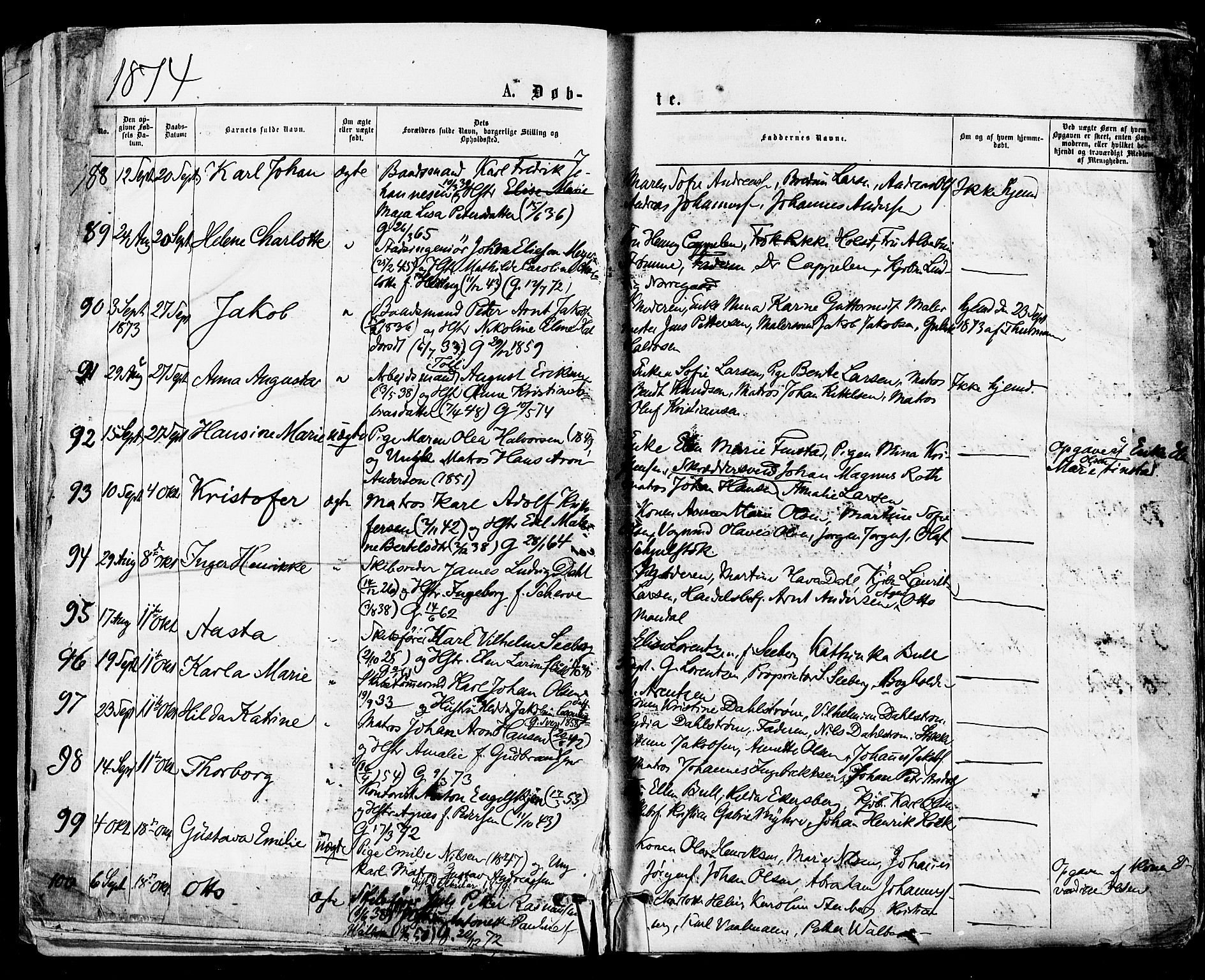 Tønsberg kirkebøker, AV/SAKO-A-330/F/Fa/L0010: Parish register (official) no. I 10, 1874-1880, p. 8