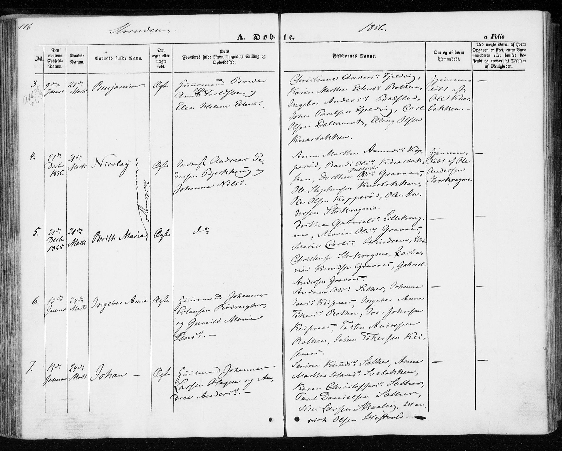 Ministerialprotokoller, klokkerbøker og fødselsregistre - Nord-Trøndelag, SAT/A-1458/701/L0008: Parish register (official) no. 701A08 /2, 1854-1863, p. 116