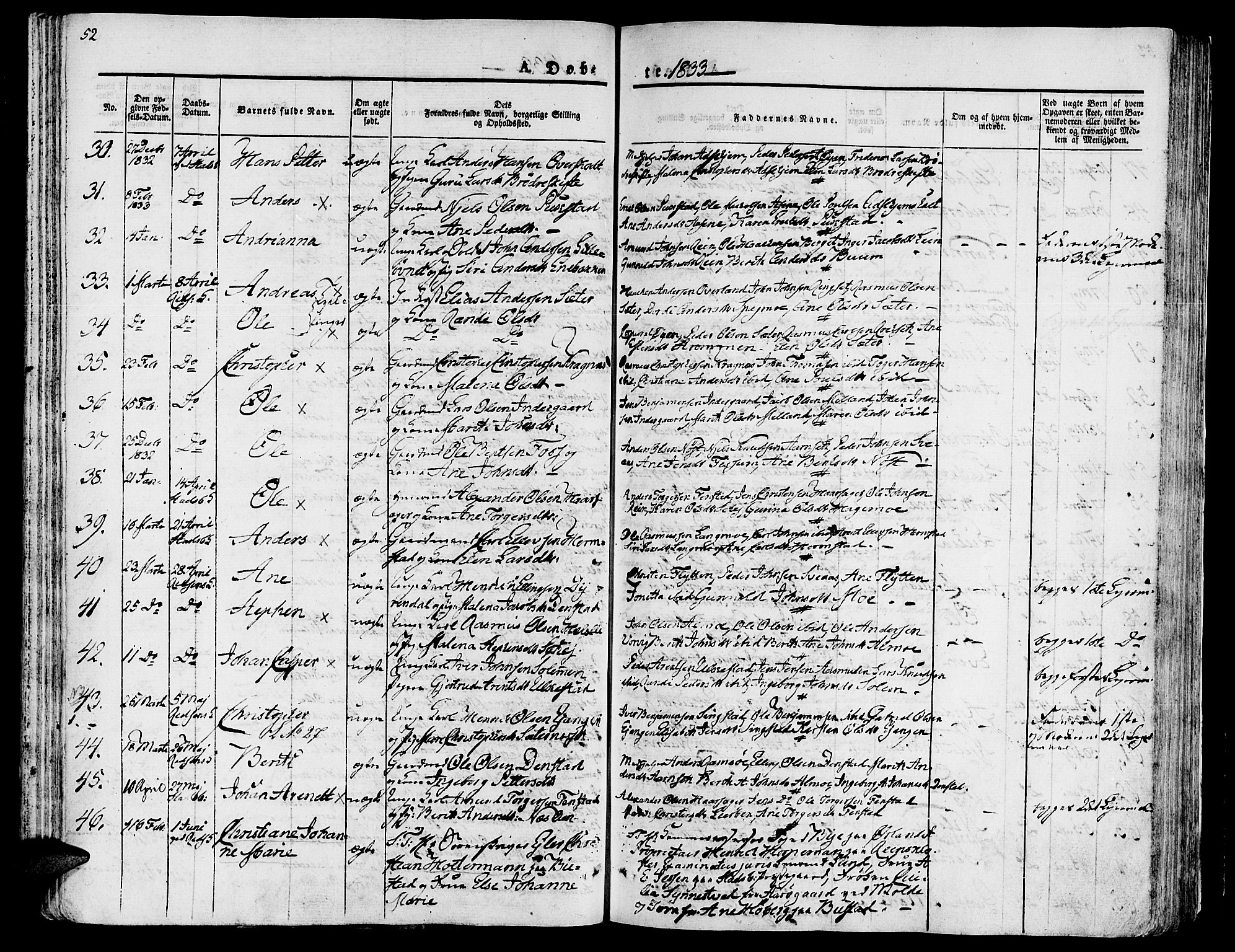 Ministerialprotokoller, klokkerbøker og fødselsregistre - Sør-Trøndelag, SAT/A-1456/646/L0609: Parish register (official) no. 646A07, 1826-1838, p. 52
