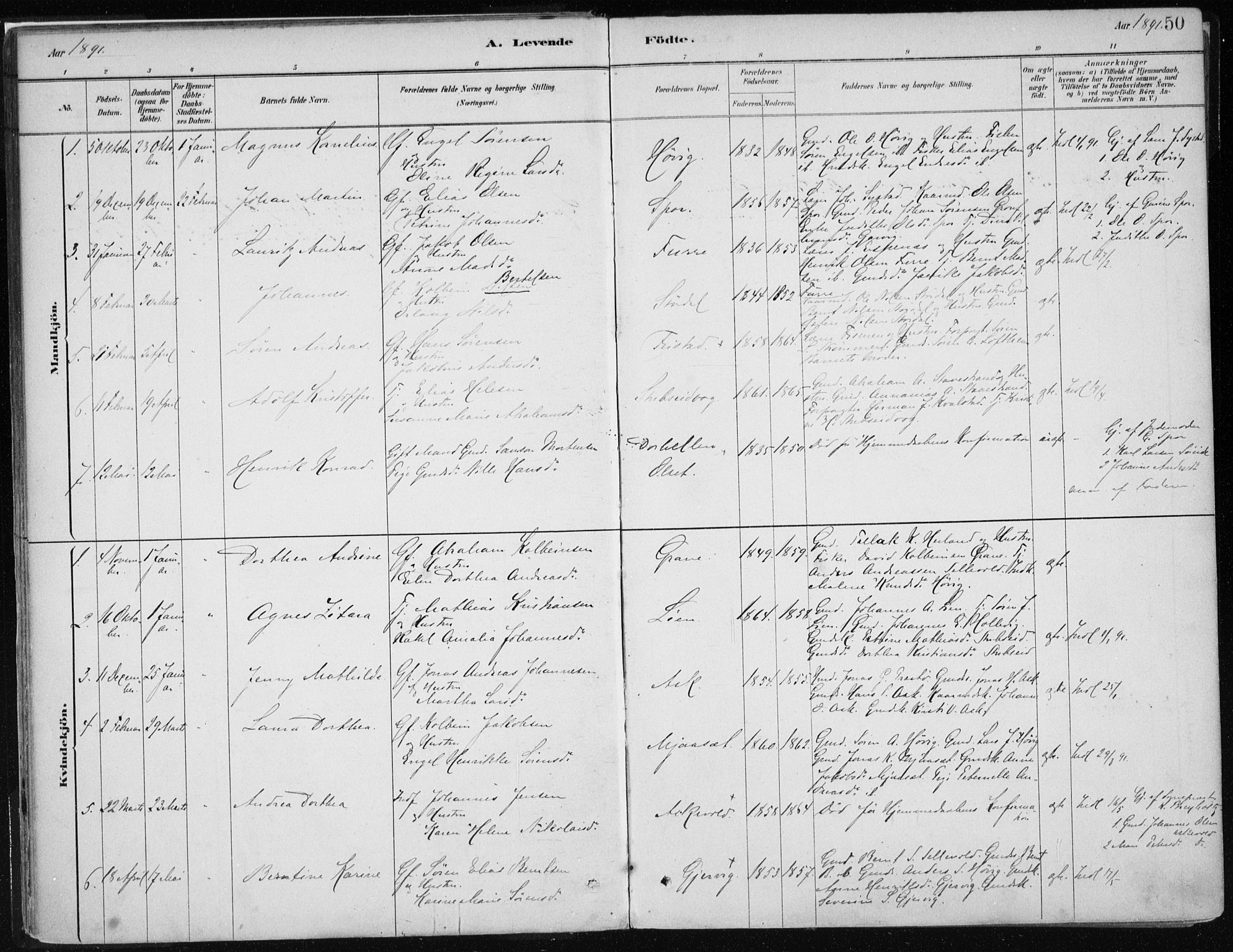 Askvoll sokneprestembete, AV/SAB-A-79501/H/Haa/Haab/L0002: Parish register (official) no. B 2, 1879-1909, p. 50