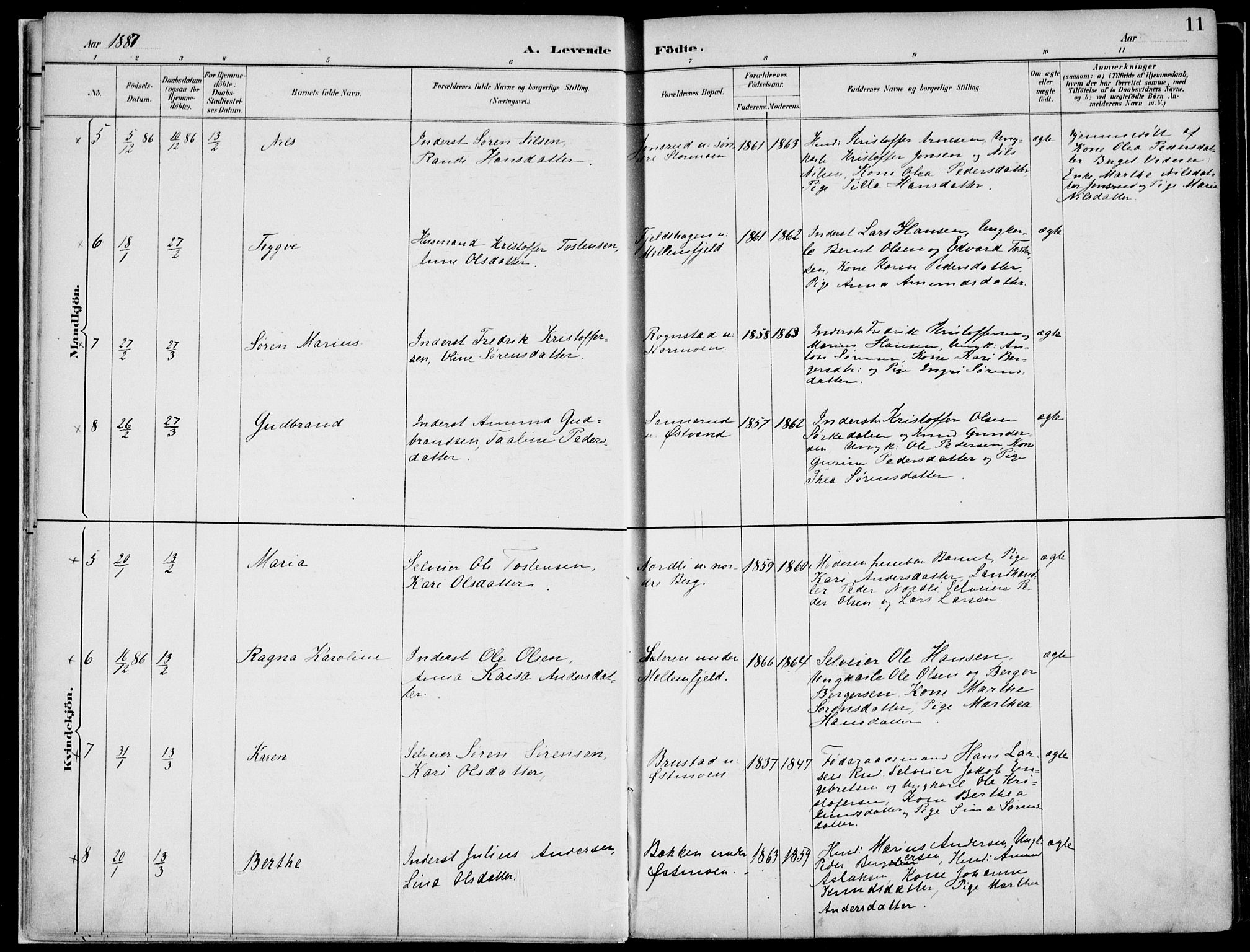 Nord-Odal prestekontor, AV/SAH-PREST-032/H/Ha/Haa/L0008: Parish register (official) no. 8, 1886-1901, p. 11