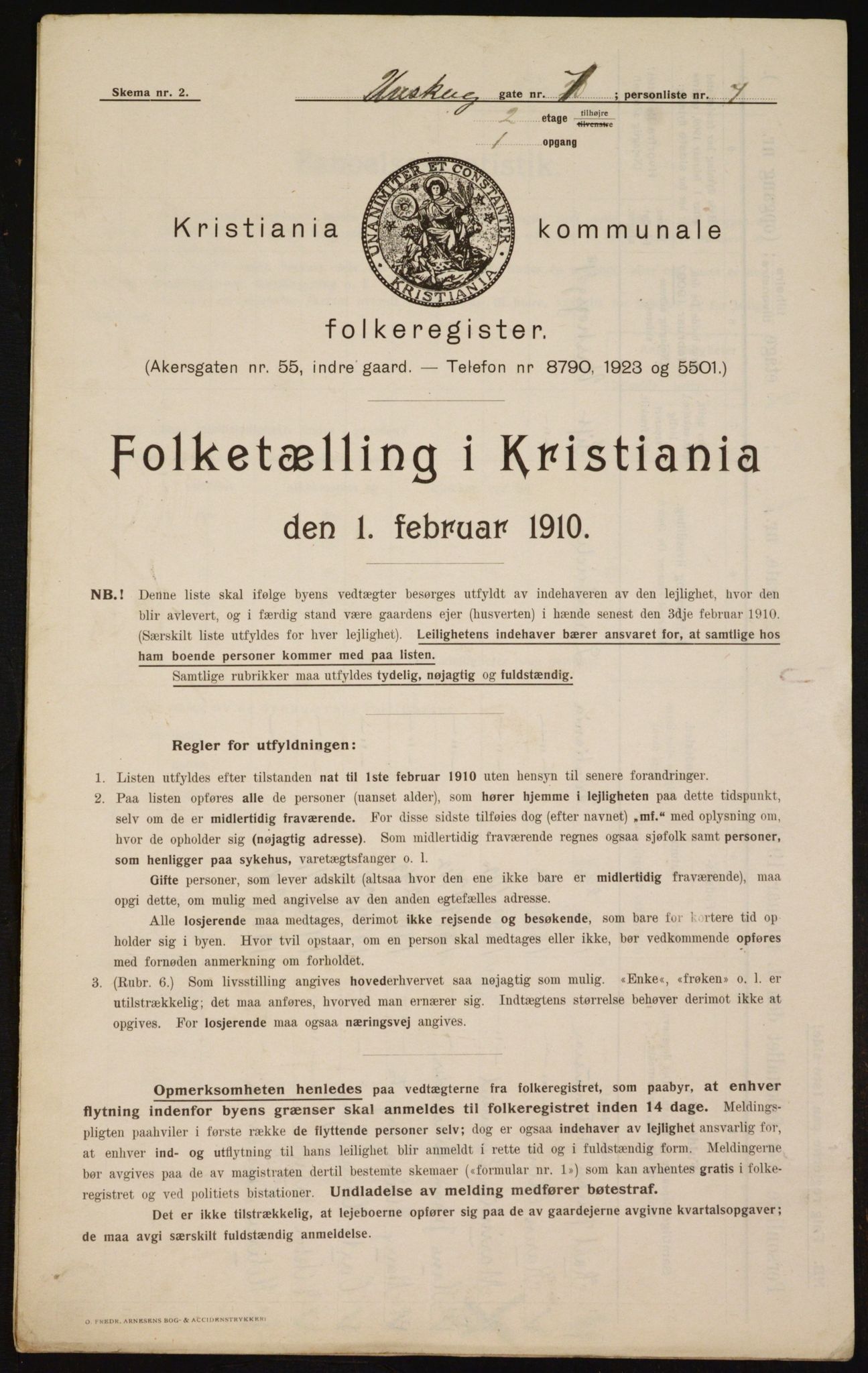 OBA, Municipal Census 1910 for Kristiania, 1910, p. 2444